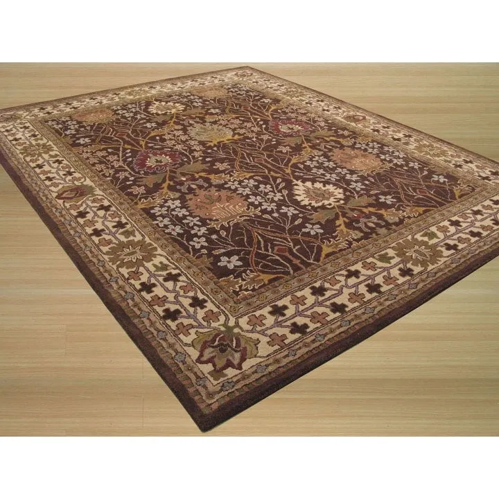 Home Decor Brown Hand-Tufted Wool Morris Rug by EORC Luxurious and Stylish Area Rug for Adding Warmth and Timeless Elegance