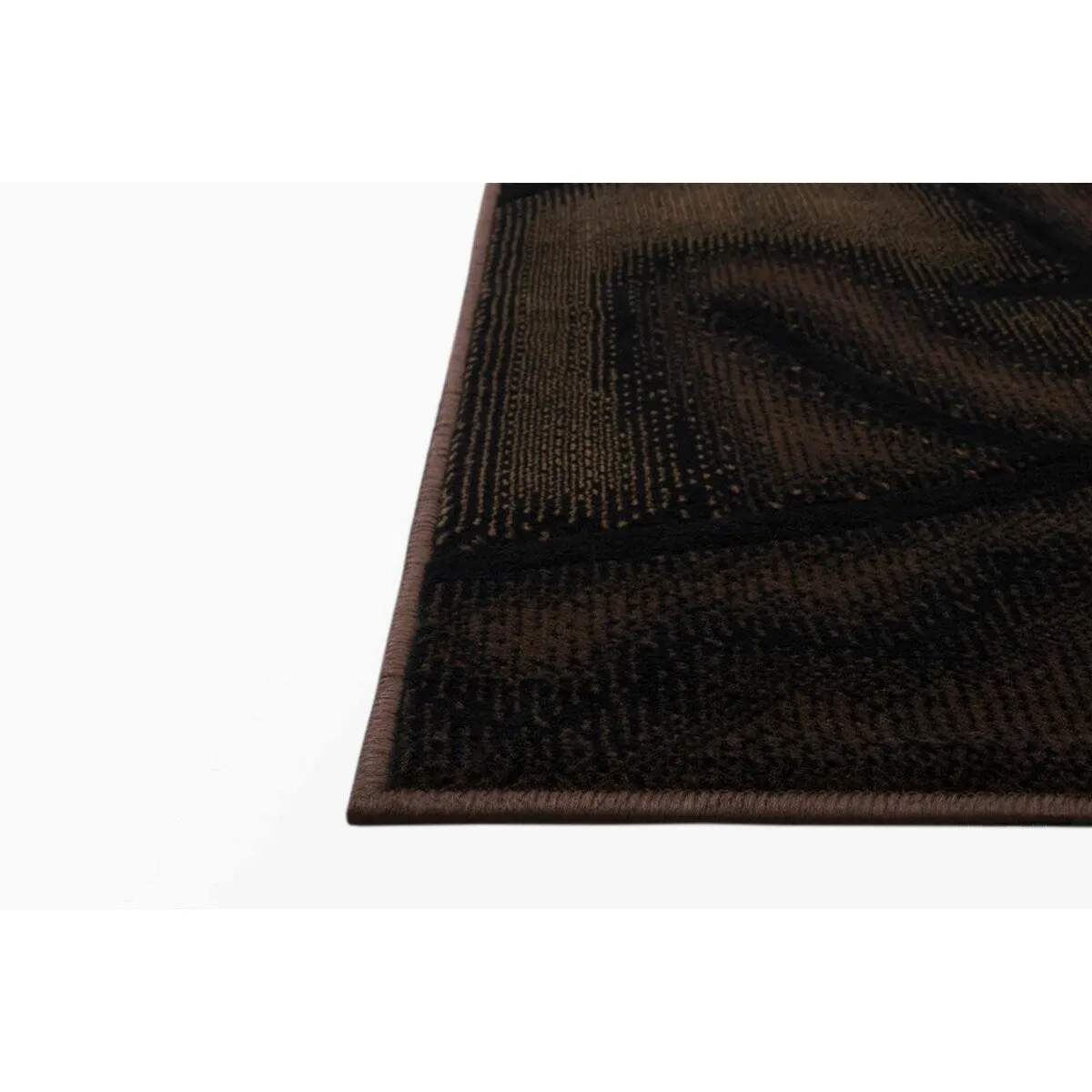 HR Chocolate Brown/Beige/Mocha/Black/Abstract Area Rug Modern Contemporary Circles / Wavey Swirls Pattern