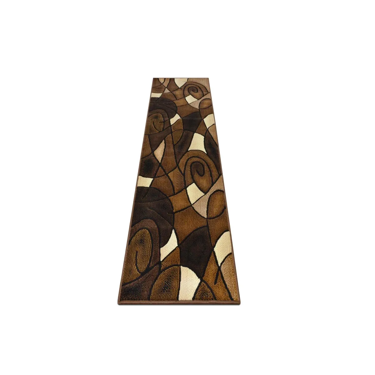 HR Chocolate Brown/Beige/Mocha/Black/Abstract Area Rug Modern Contemporary Circles / Wavey Swirls Pattern