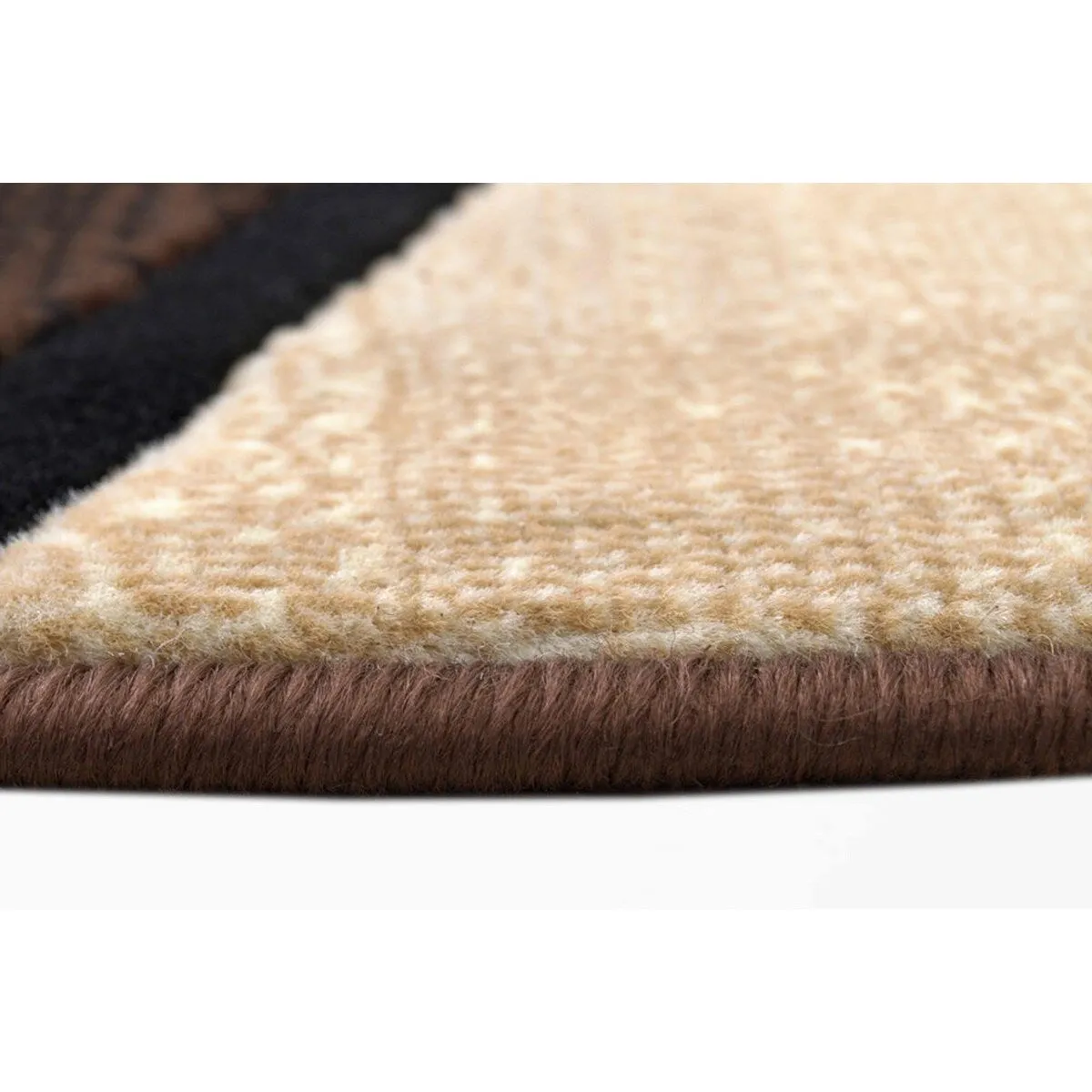 HR Chocolate Brown/Beige/Mocha/Black/Abstract Area Rug Modern Contemporary Circles / Wavey Swirls Pattern