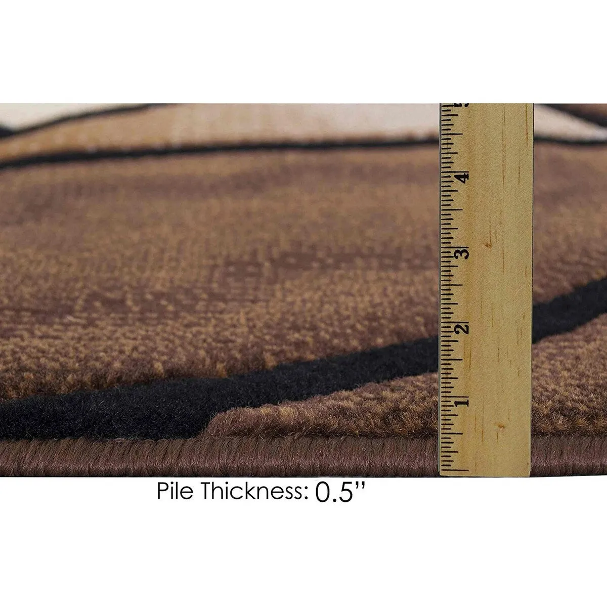 HR Chocolate Brown/Beige/Mocha/Black/Abstract Area Rug Modern Contemporary Circles / Wavey Swirls Pattern