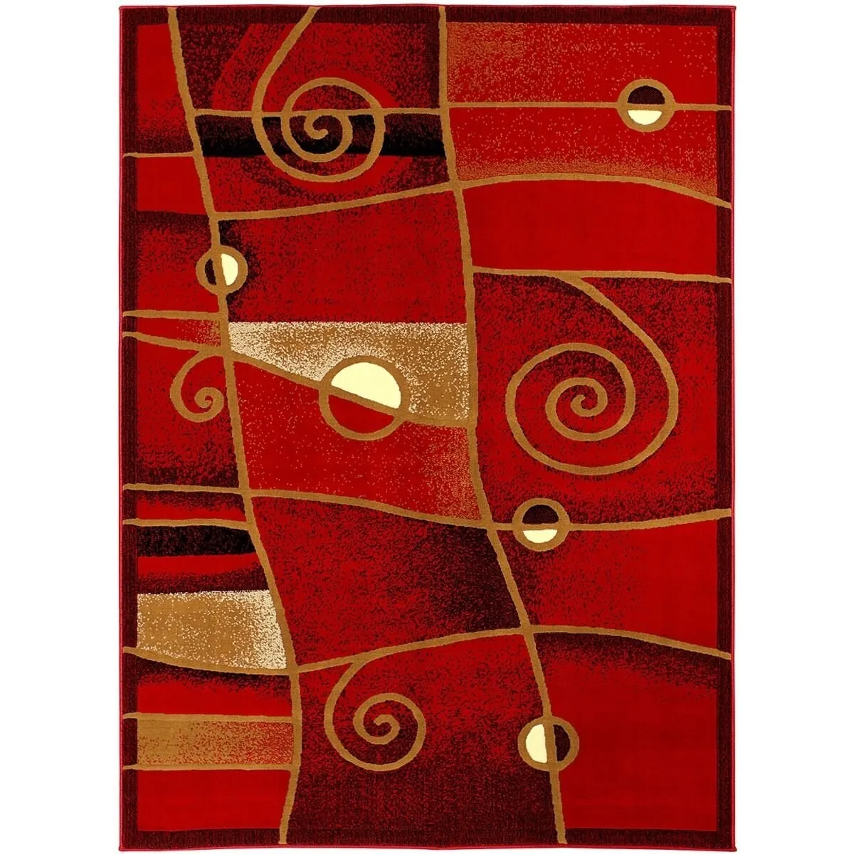 HR Red. Black. Mocha and Multi Modern Contemporary Area Rugs-Abstract with Wavy Swirls -Shed Free