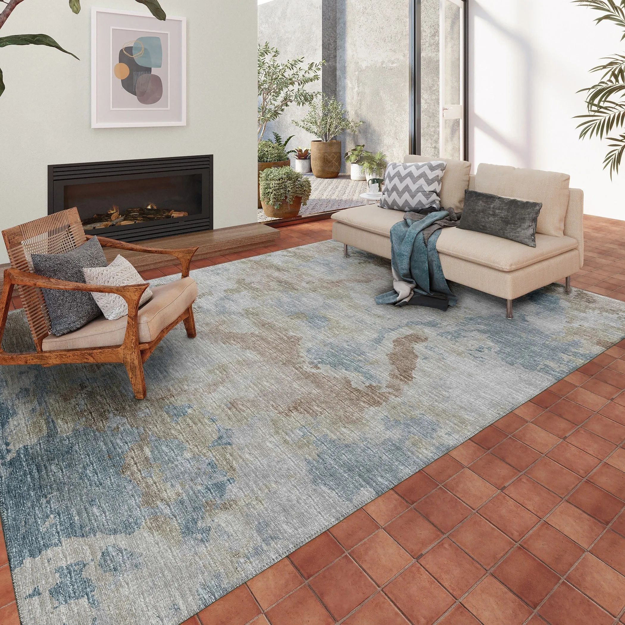 Indoor/ Outdoor Accord Modern Polyester Washable Rug New