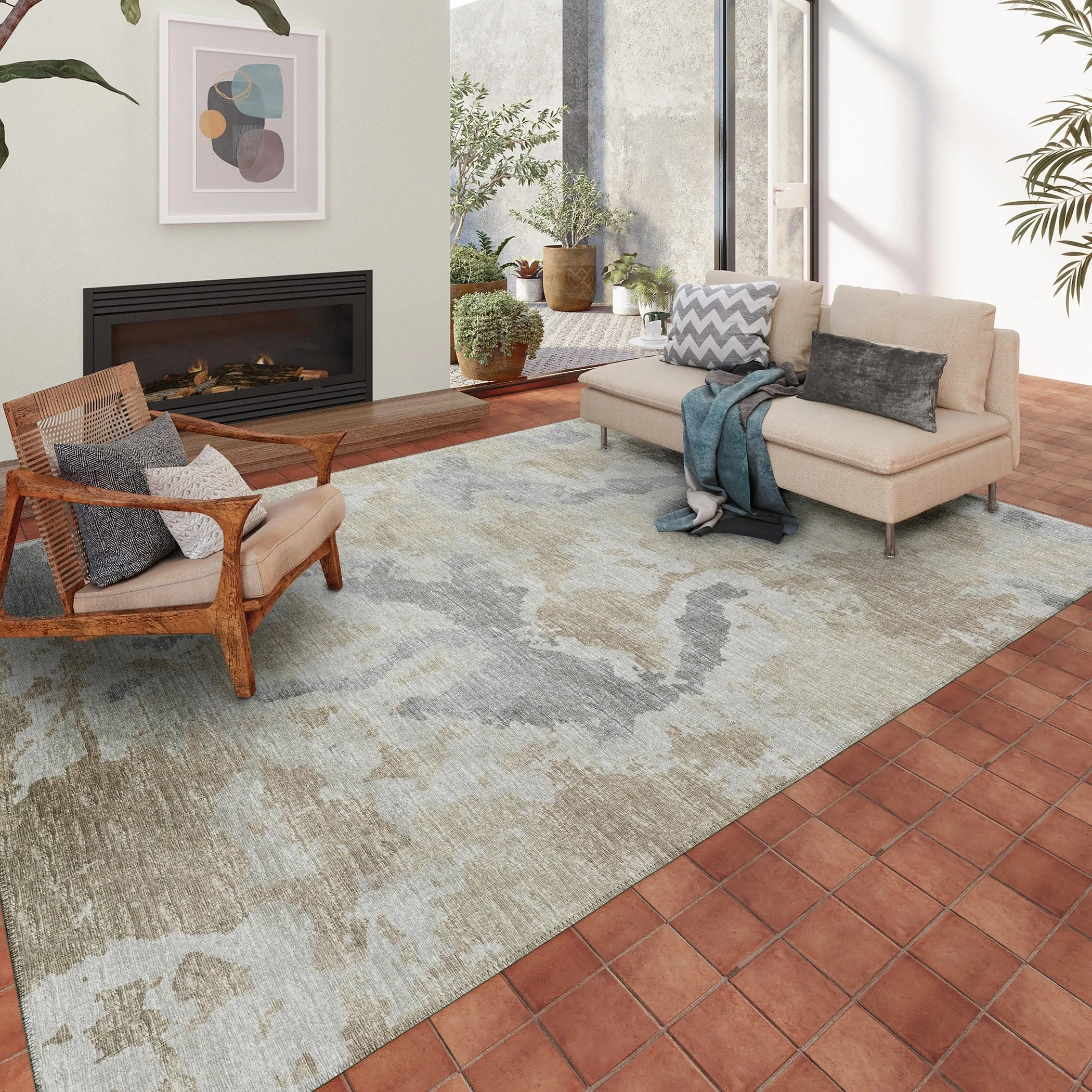 Indoor/ Outdoor Accord Modern Polyester Washable Rug New