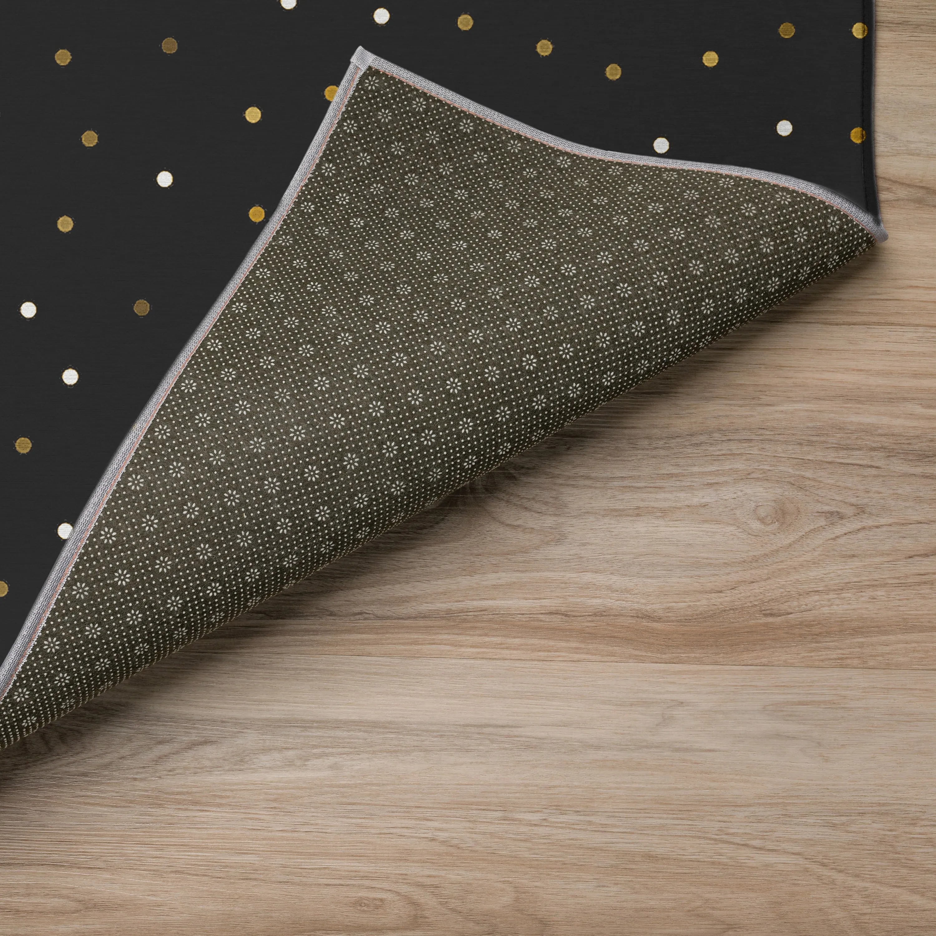 Indoor/ Outdoor Cozy Winter Black Washable Christmas New Year Rug