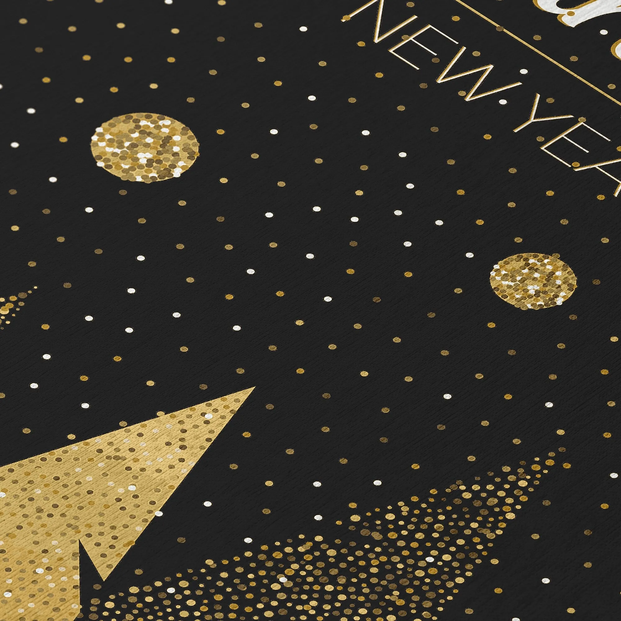 Indoor/ Outdoor Cozy Winter Black Washable Christmas New Year Rug