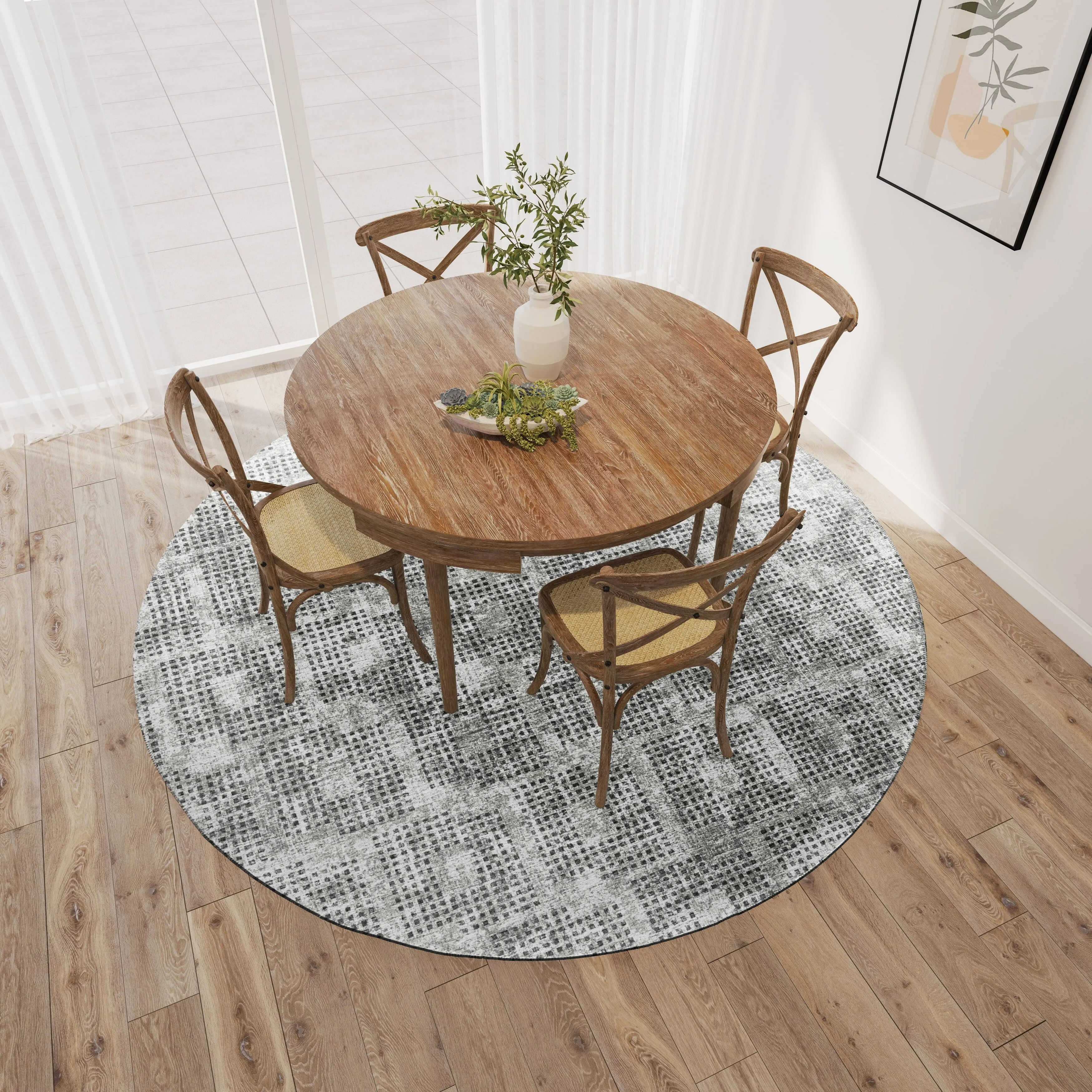 Indoor/ Outdoor Eleanor Modern Houndstooth Washable Rug
