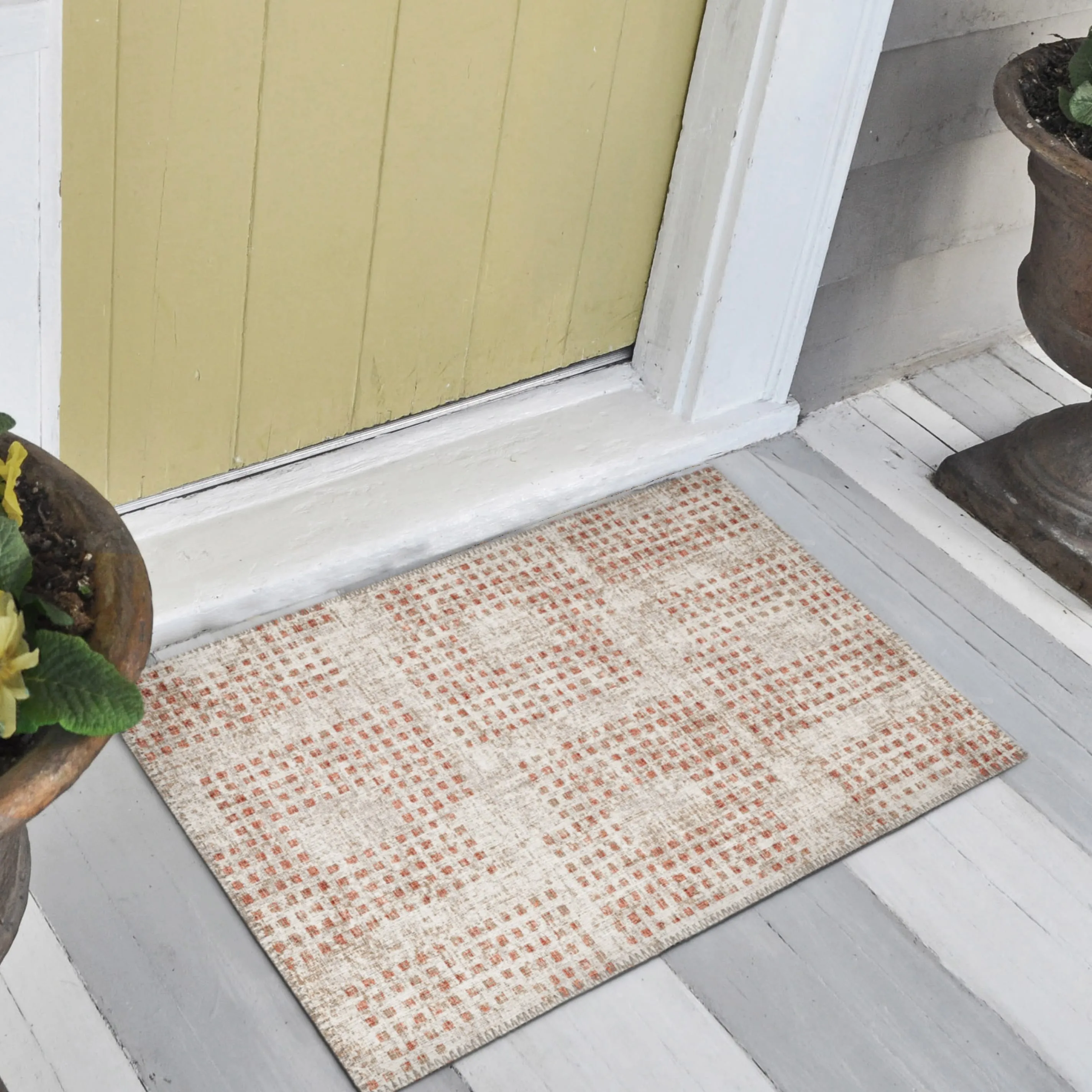 Indoor/ Outdoor Eleanor Modern Houndstooth Washable Rug