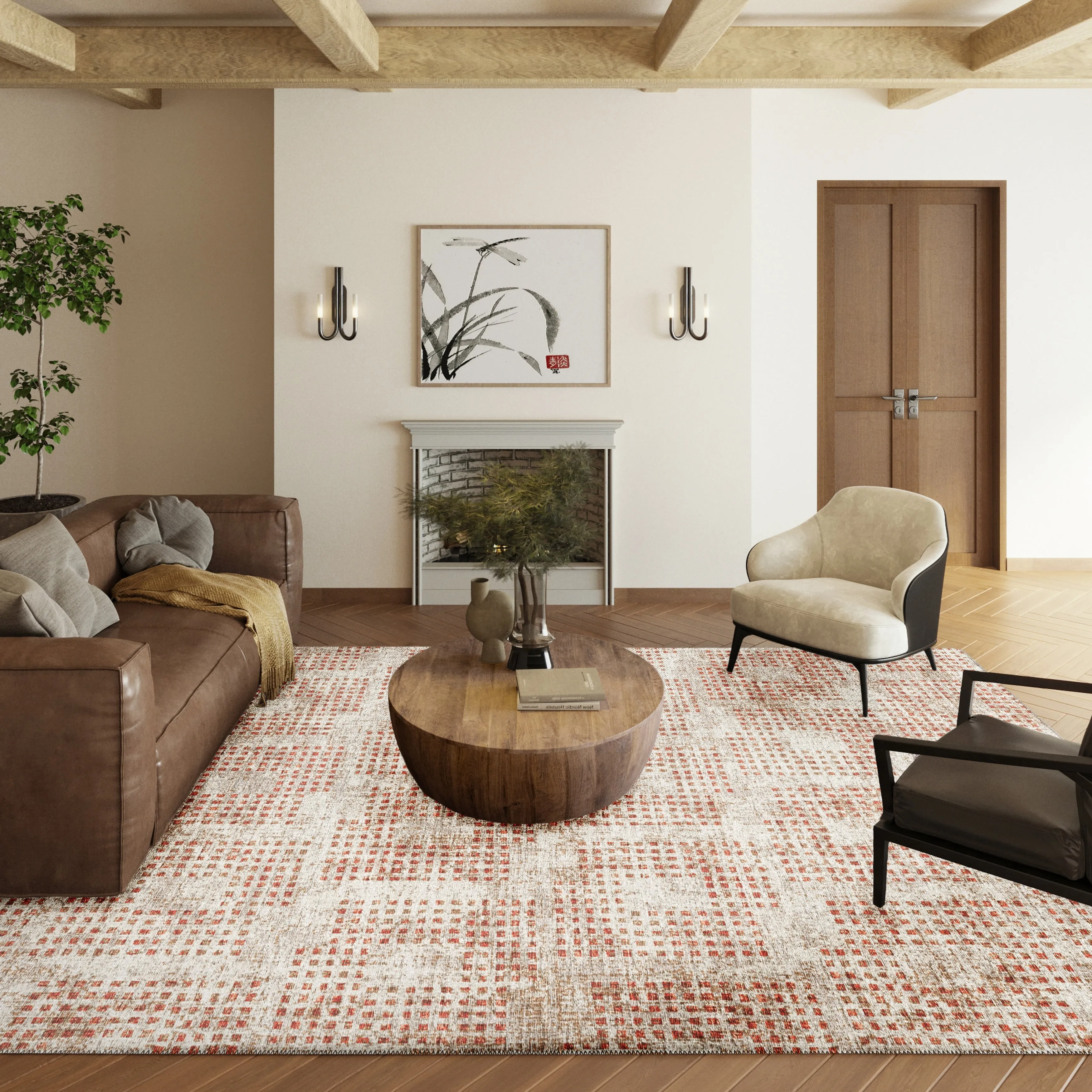 Indoor/ Outdoor Eleanor Modern Houndstooth Washable Rug