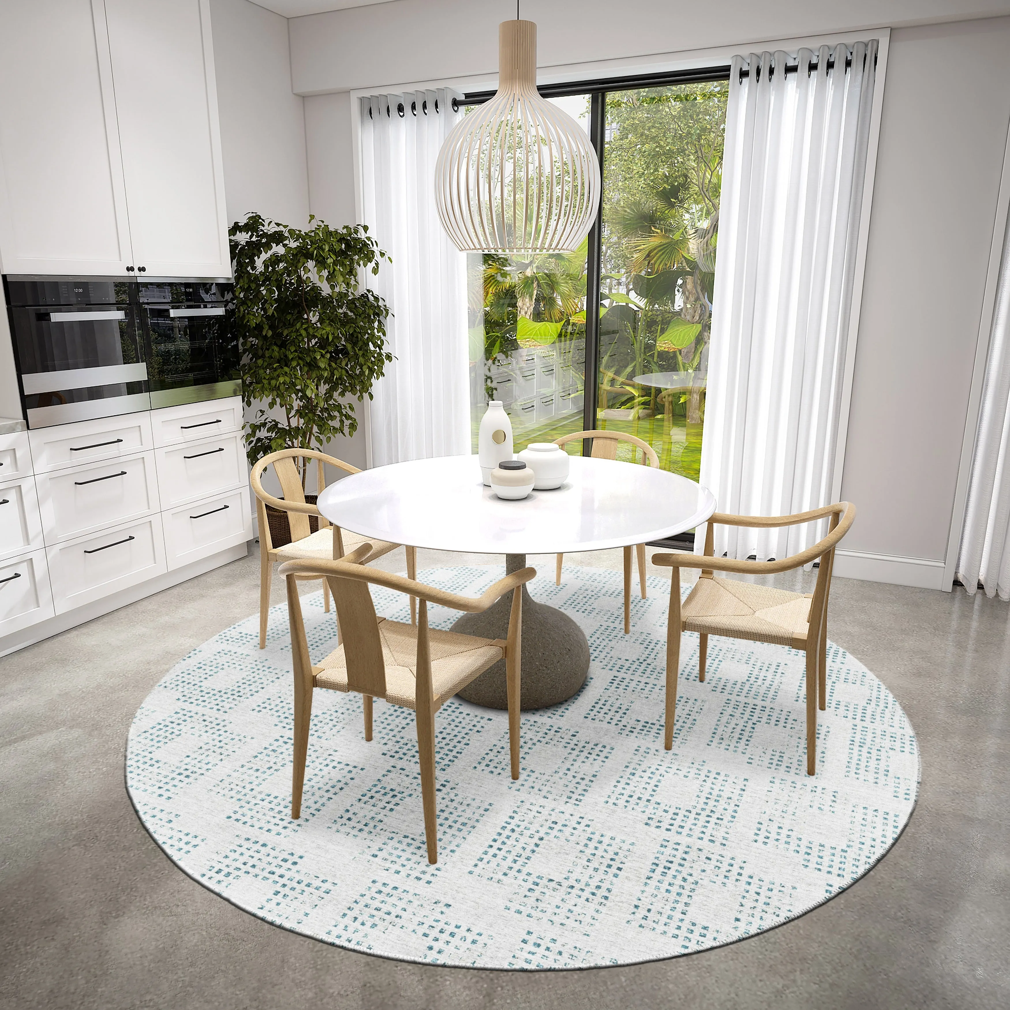 Indoor/ Outdoor Eleanor Modern Houndstooth Washable Rug