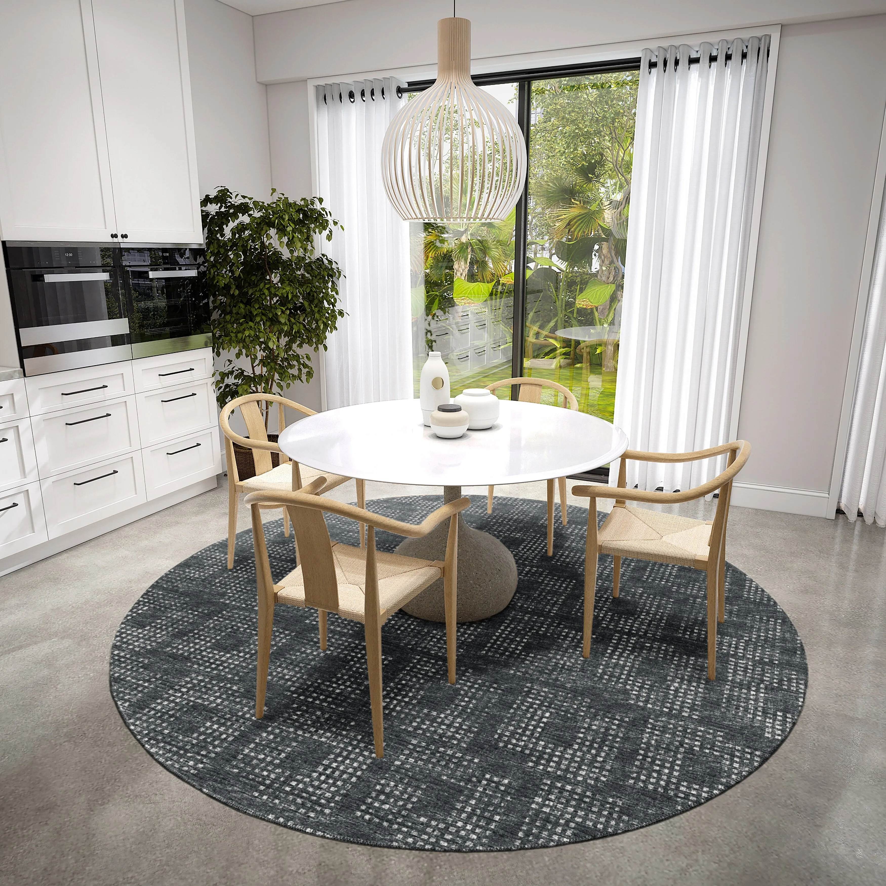 Indoor/ Outdoor Eleanor Modern Houndstooth Washable Rug