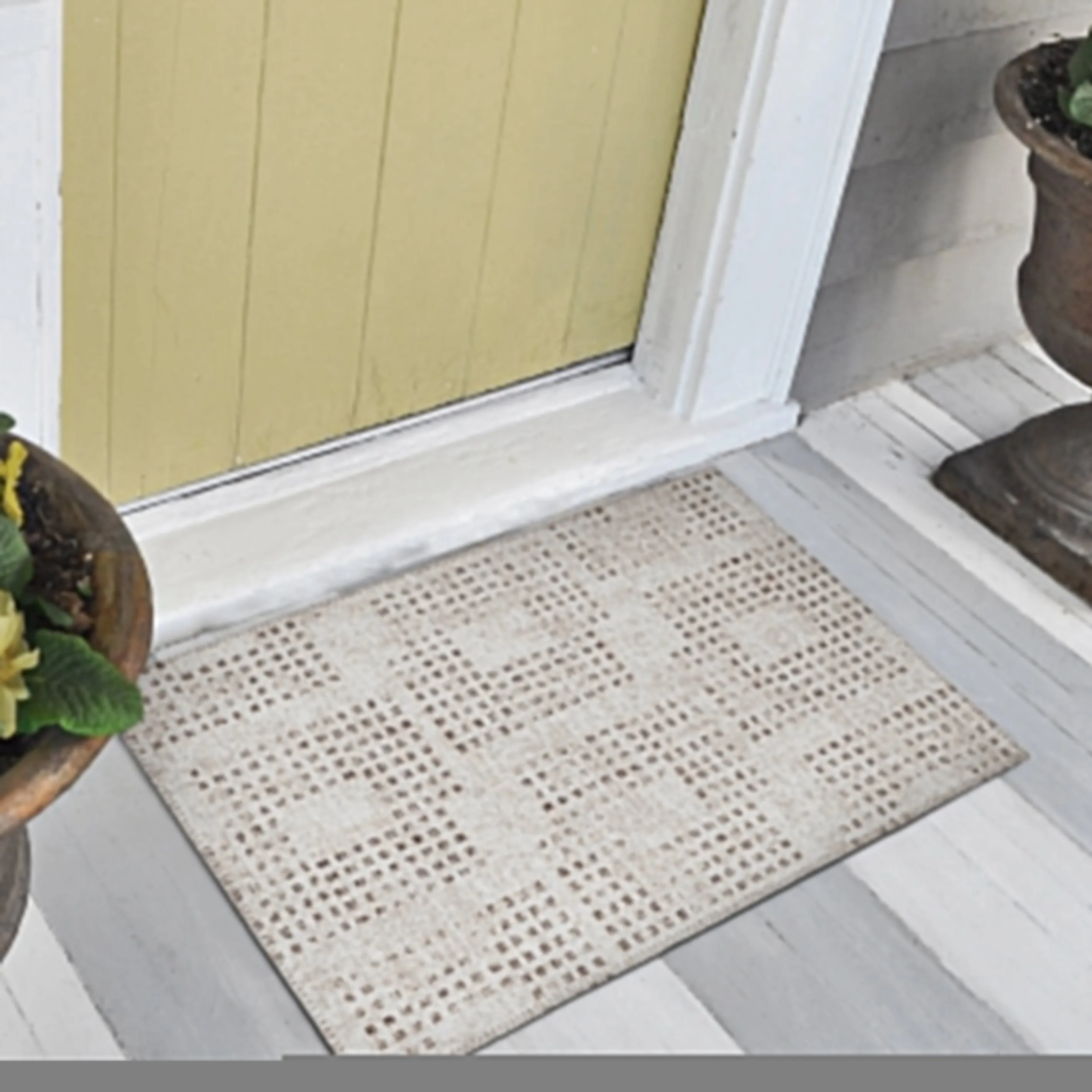 Indoor/ Outdoor Eleanor Modern Houndstooth Washable Rug