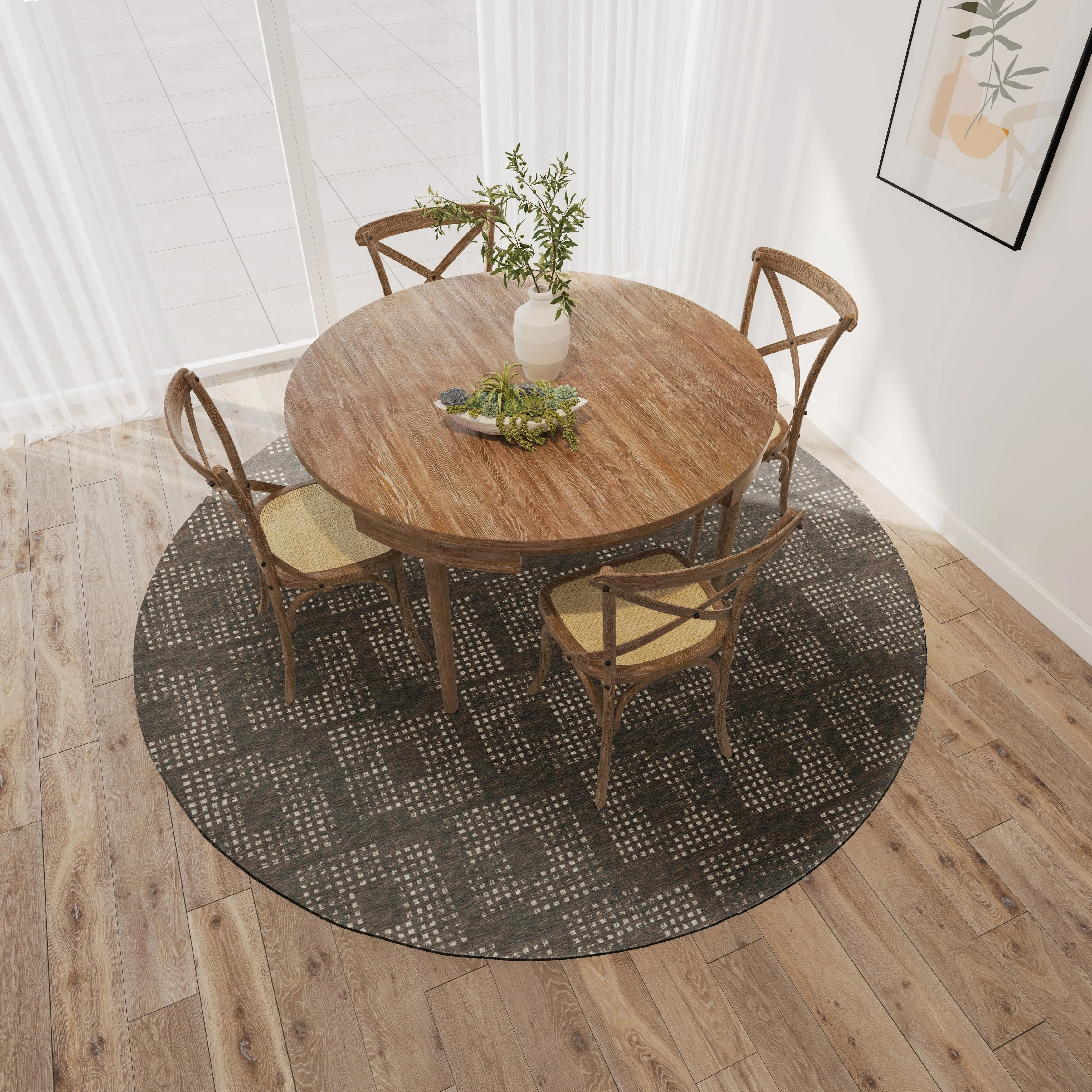 Indoor/ Outdoor Eleanor Modern Houndstooth Washable Rug