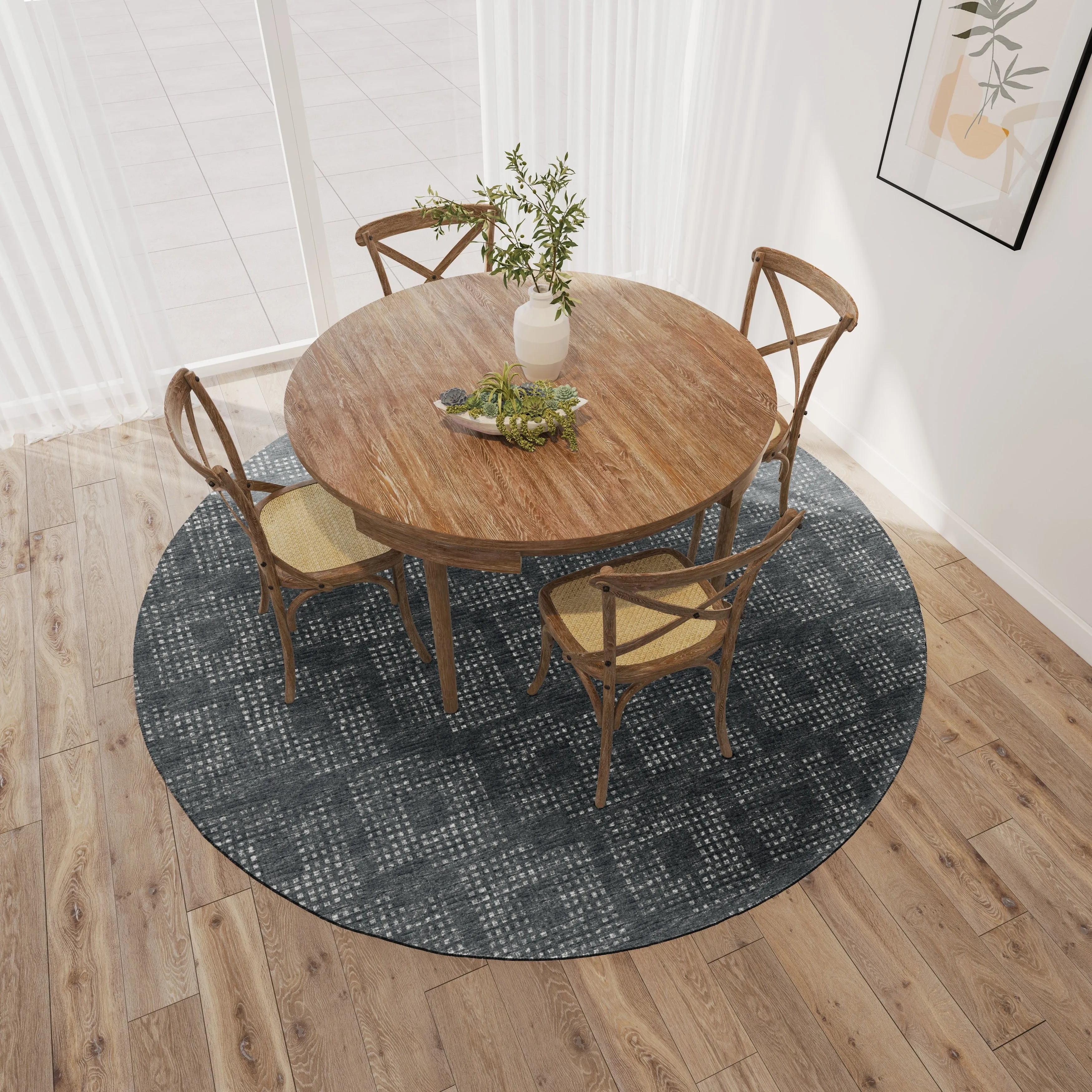 Indoor/ Outdoor Eleanor Modern Houndstooth Washable Rug