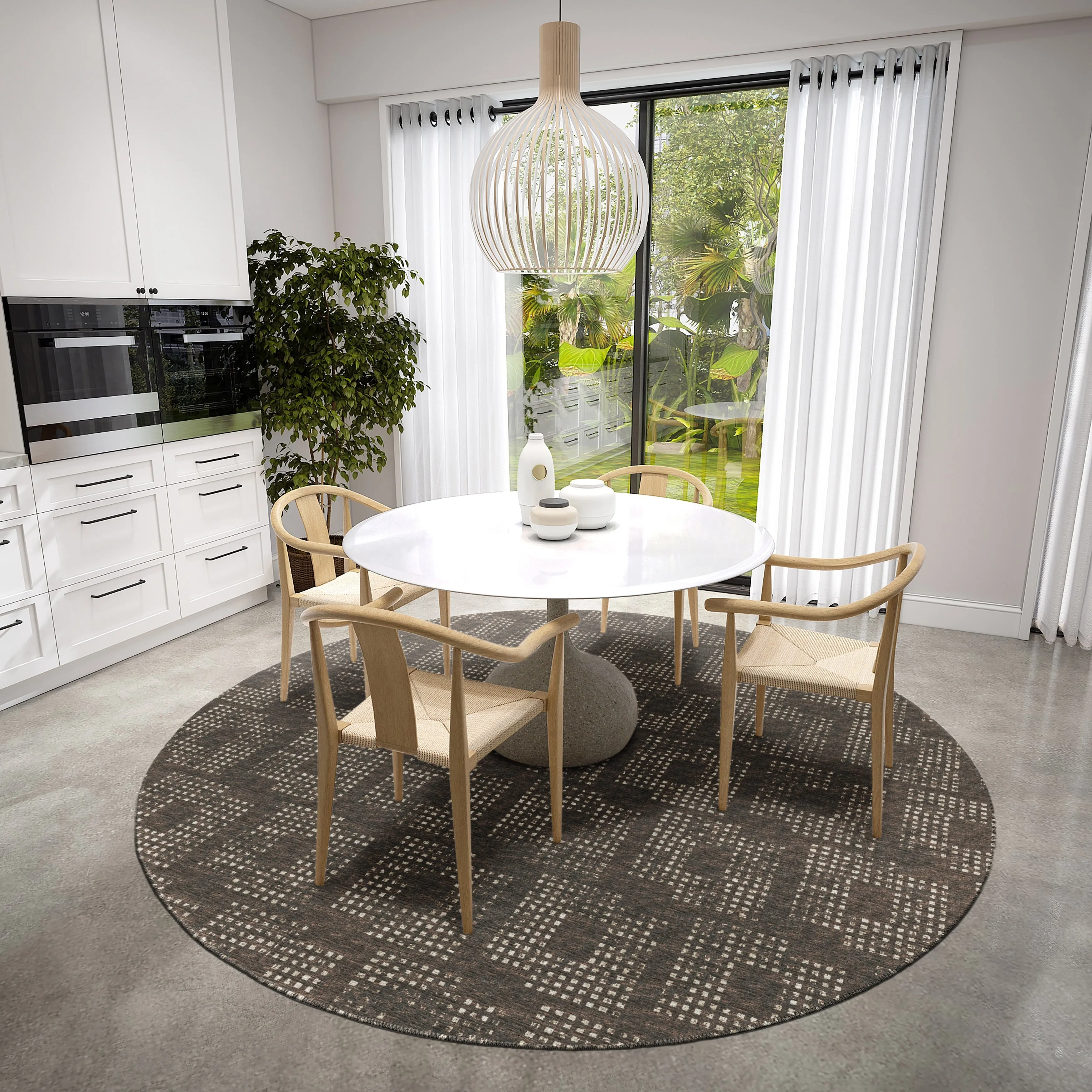Indoor/ Outdoor Eleanor Modern Houndstooth Washable Rug