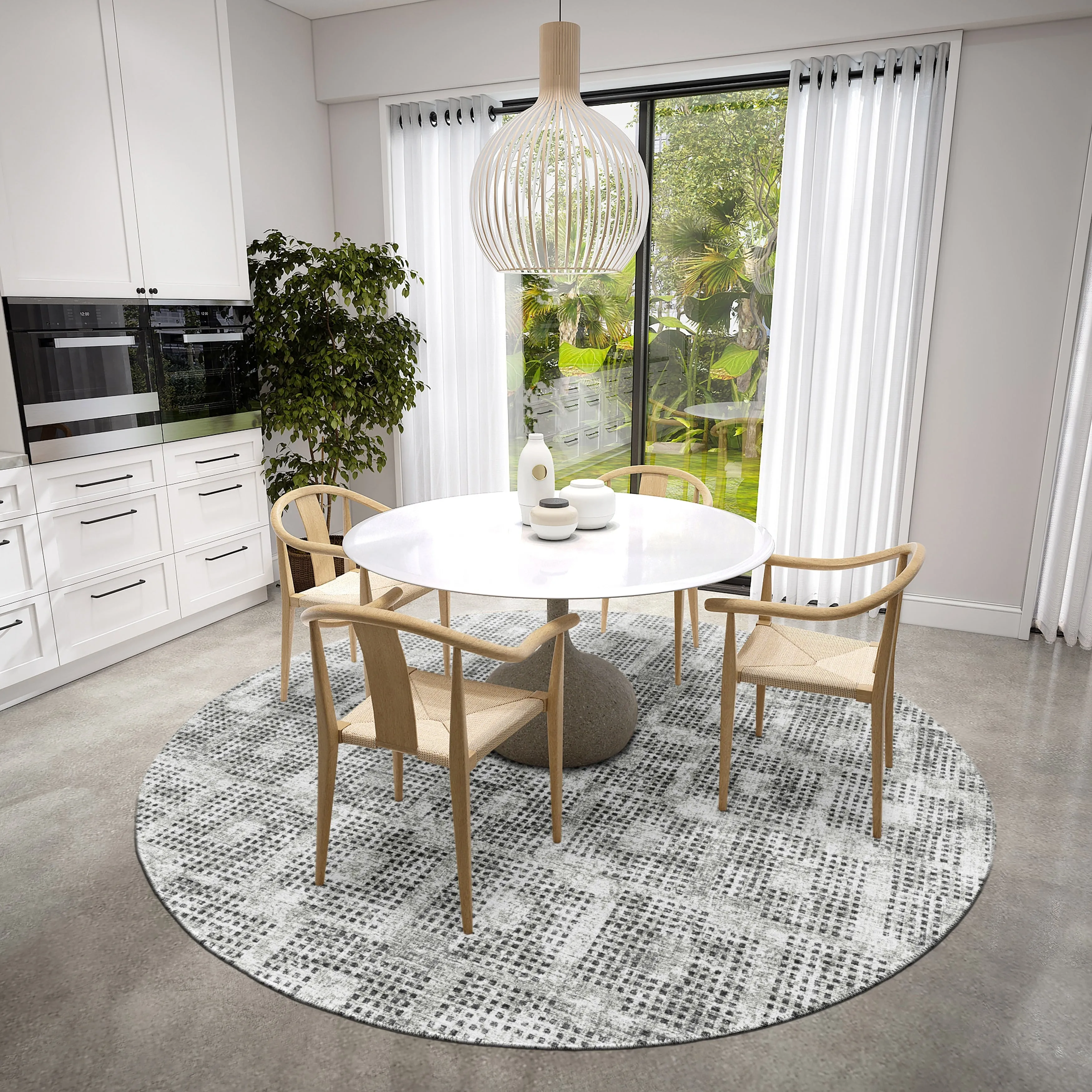 Indoor/ Outdoor Eleanor Modern Houndstooth Washable Rug