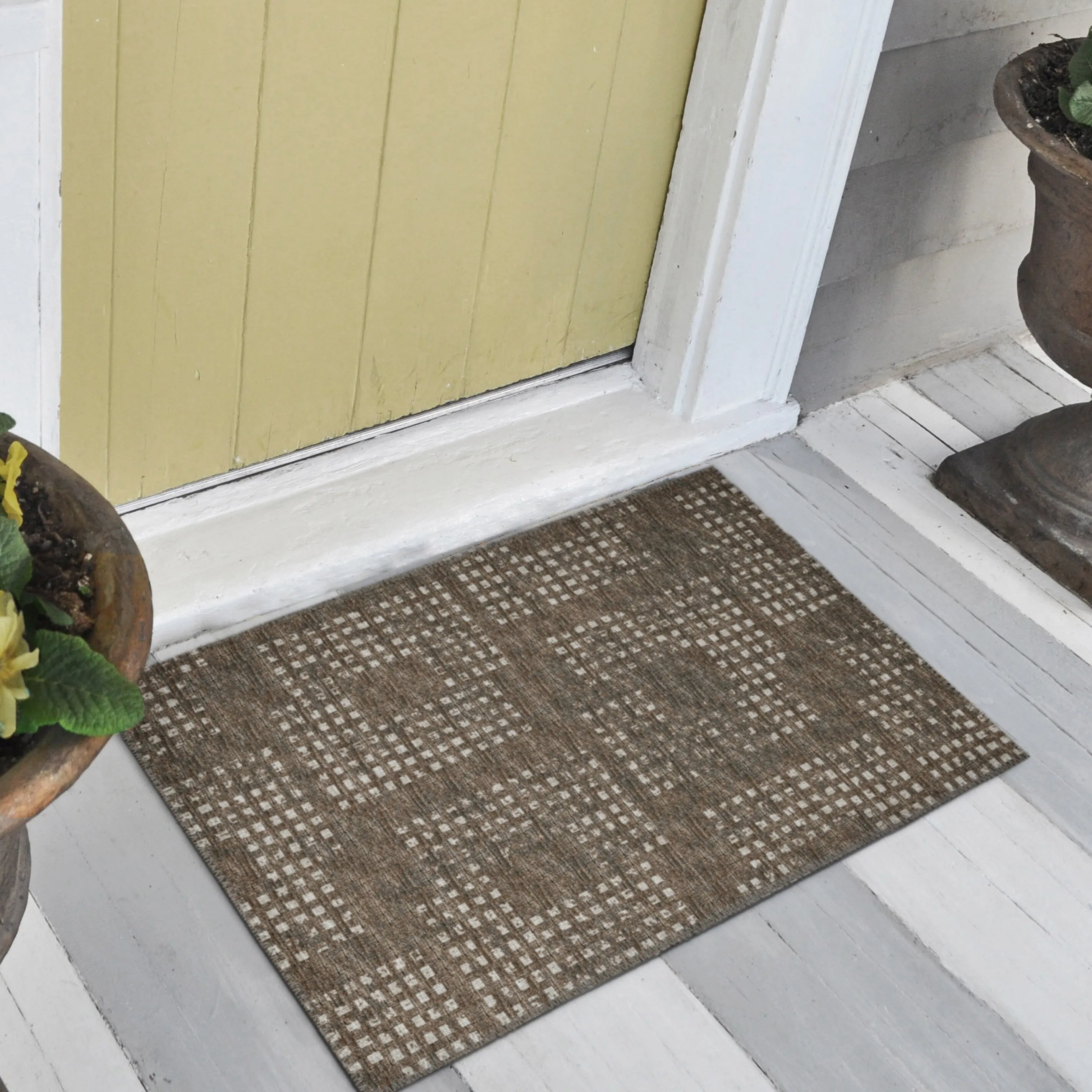 Indoor/ Outdoor Eleanor Modern Houndstooth Washable Rug
