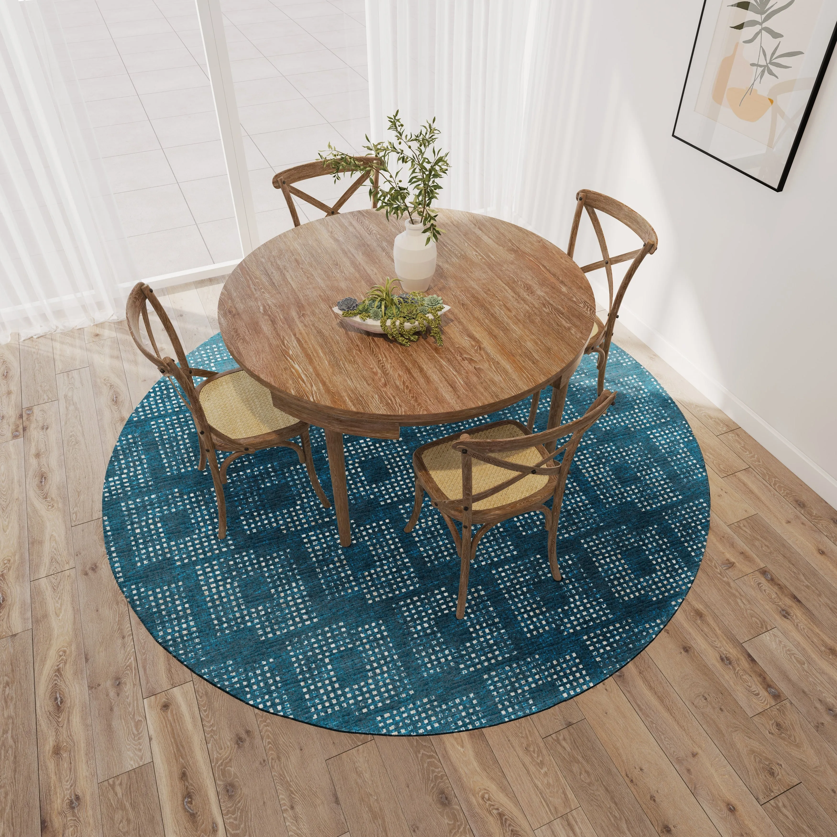 Indoor/ Outdoor Eleanor Modern Houndstooth Washable Rug