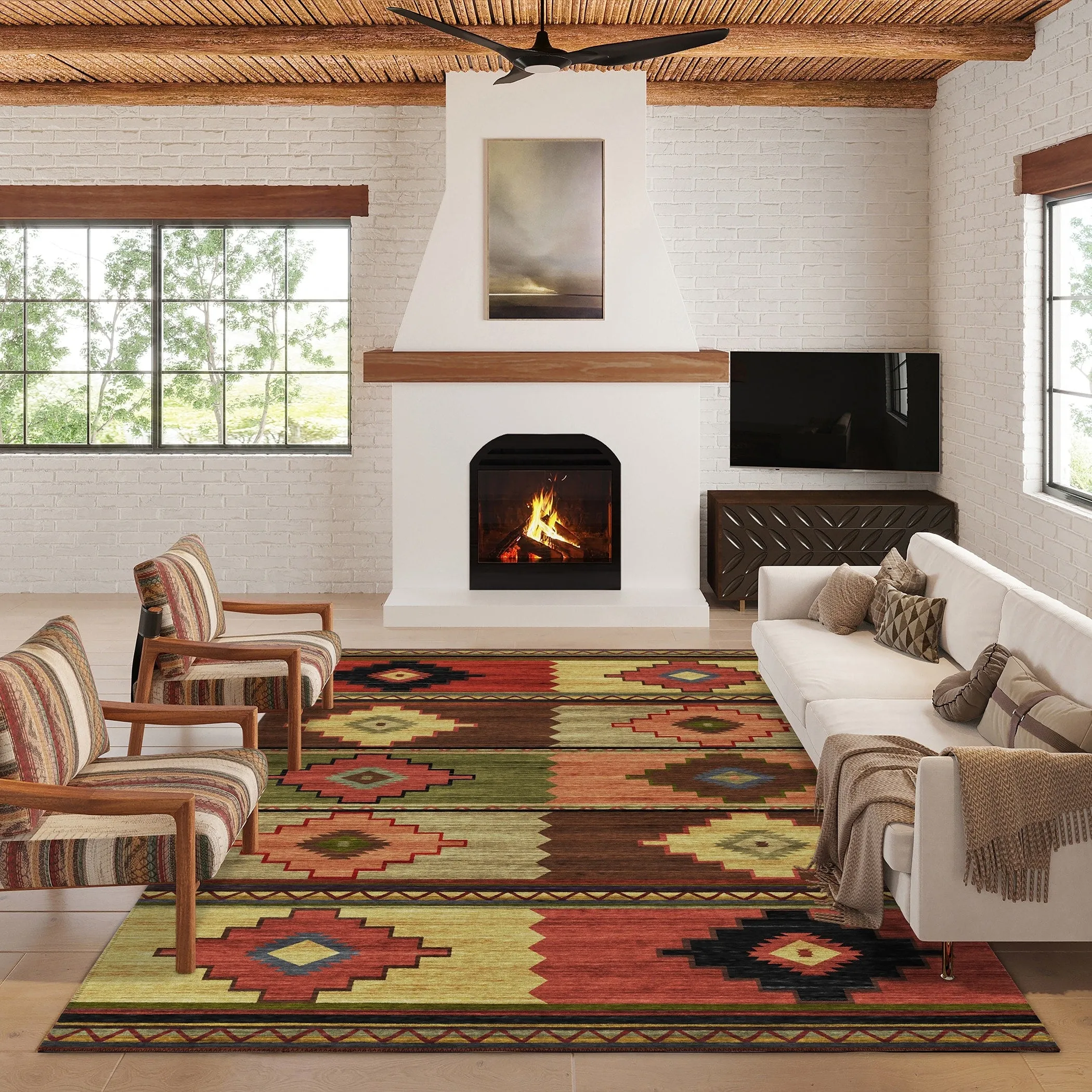 Indoor/ Outdoor Sonora Boho Medallions Washable Rug