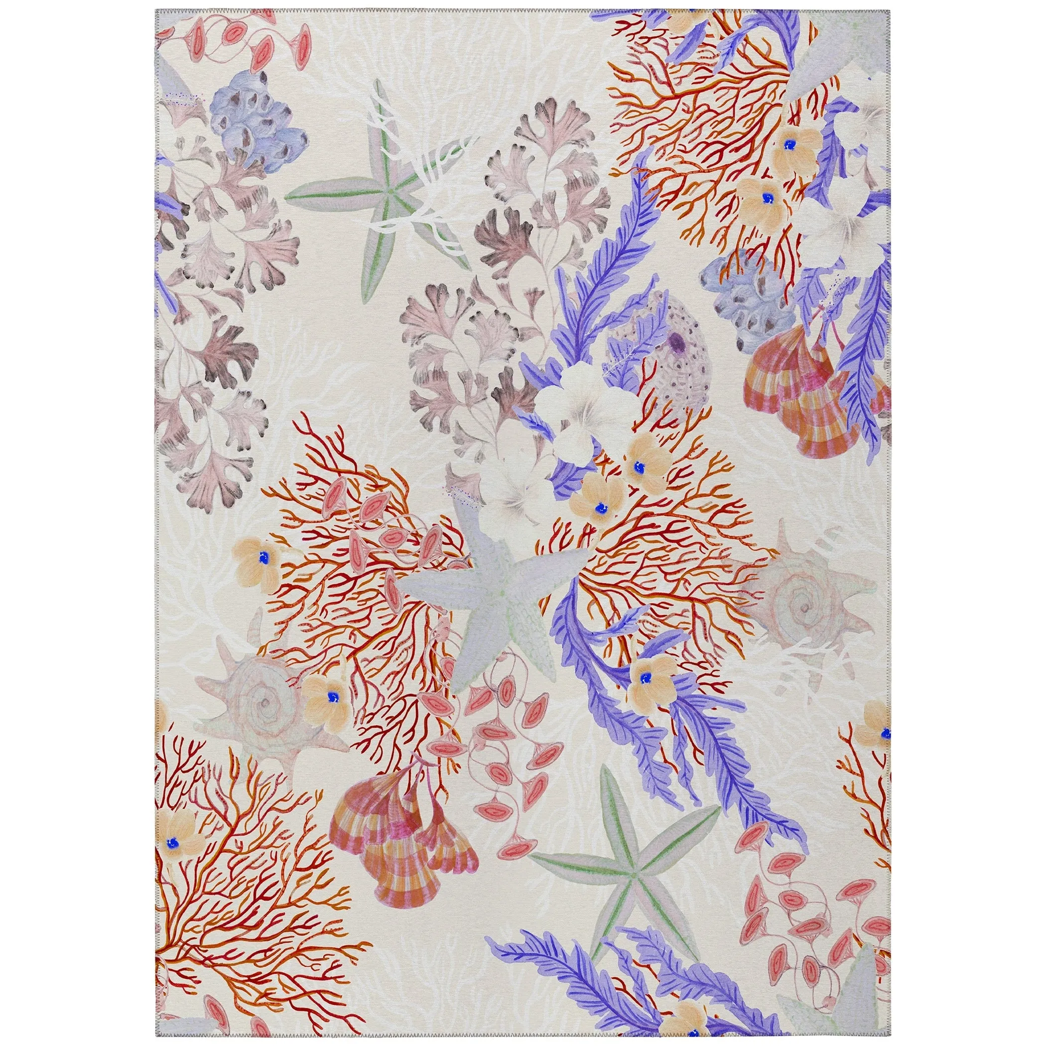 Indoor/ Outdoor Surfside Coral Reef Washable Rug New