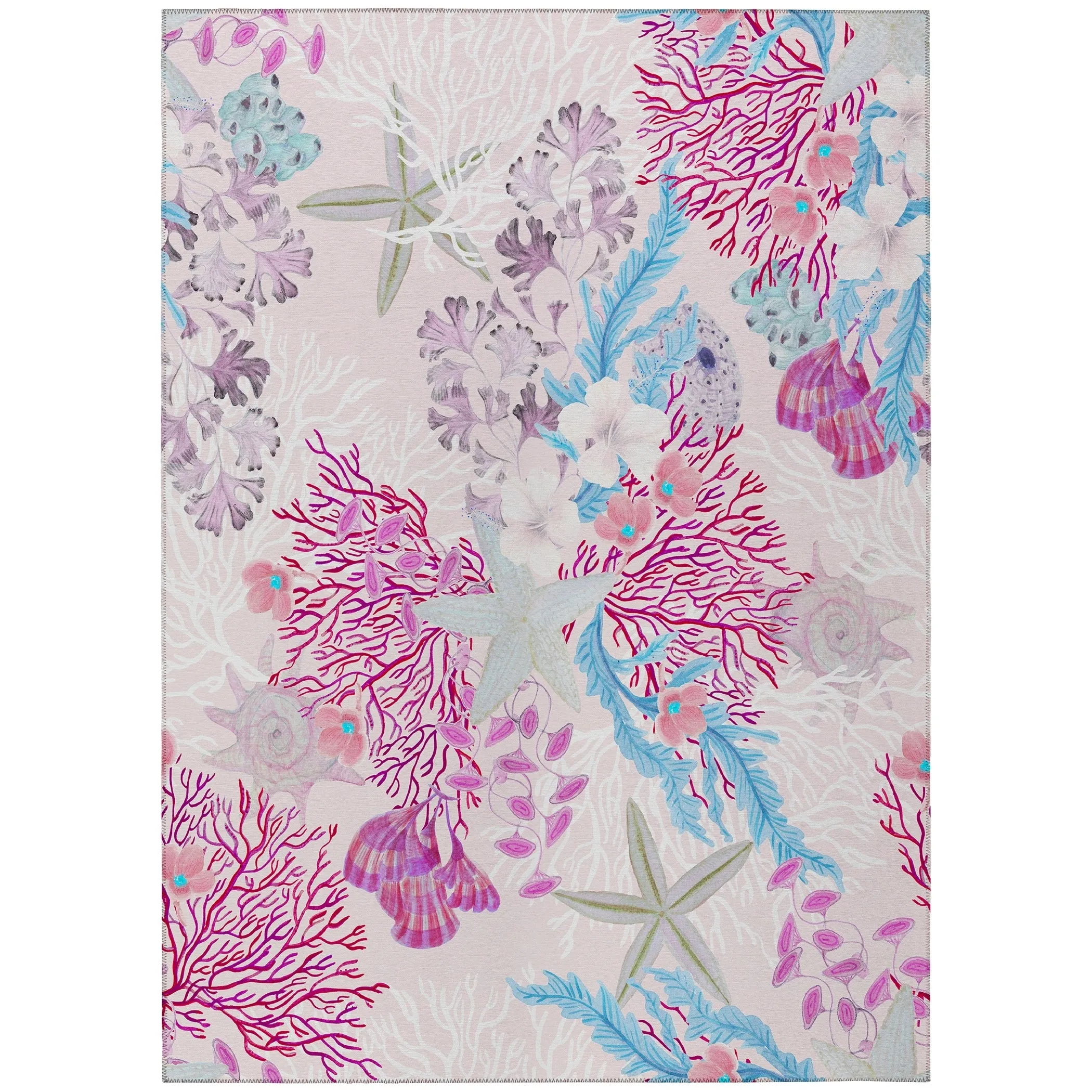 Indoor/ Outdoor Surfside Coral Reef Washable Rug New