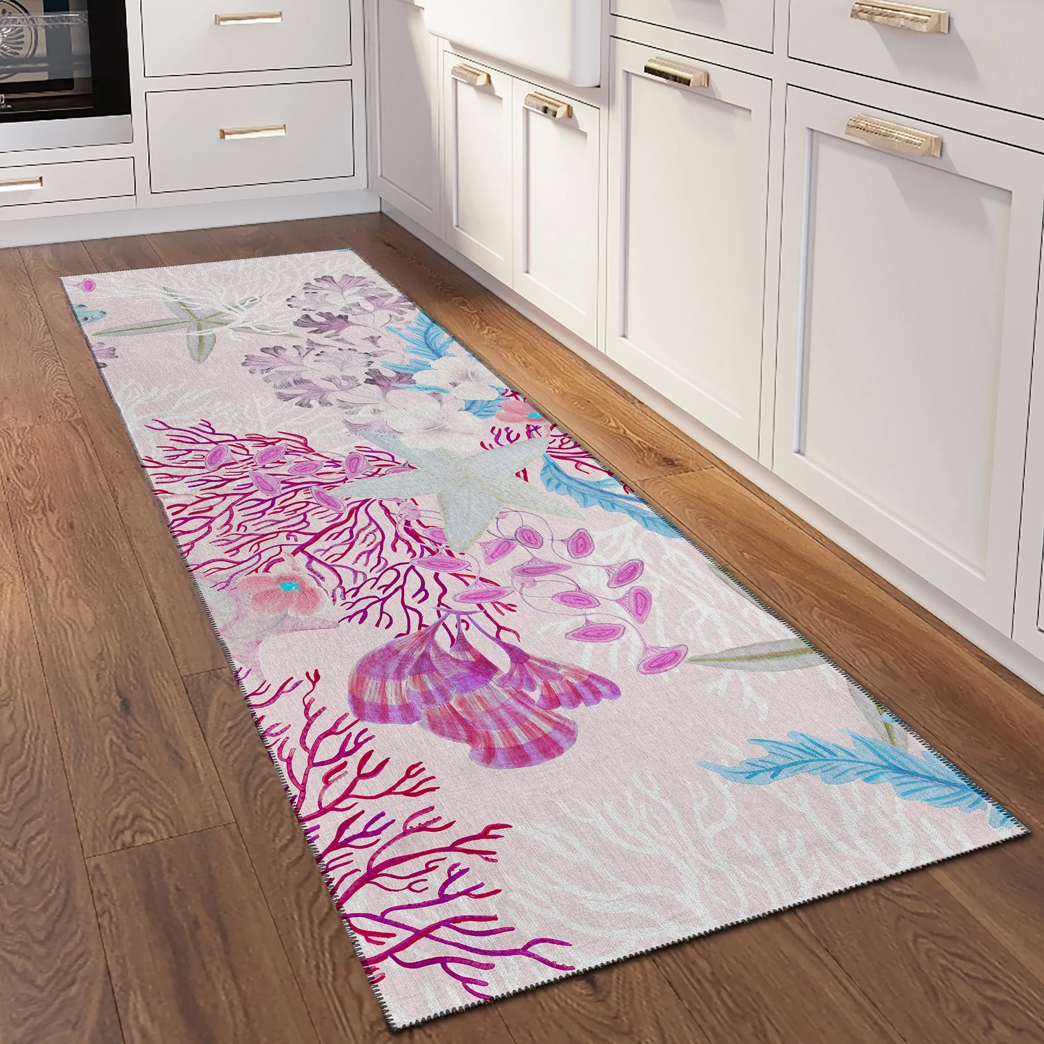 Indoor/ Outdoor Surfside Coral Reef Washable Rug New