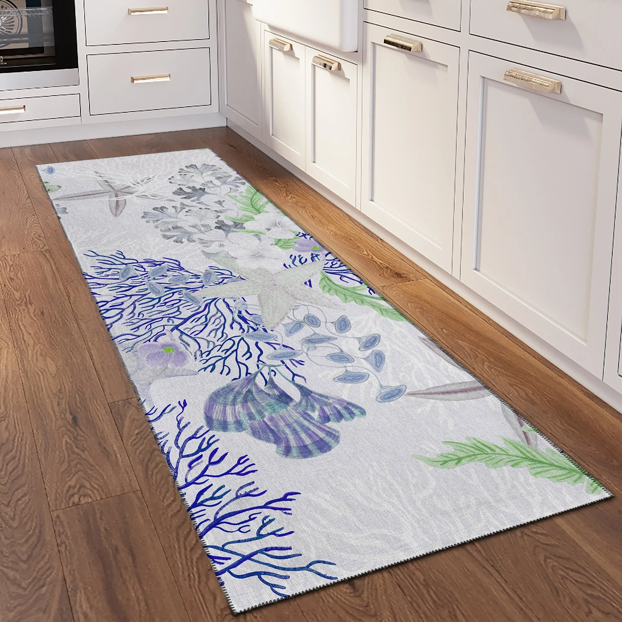 Indoor/ Outdoor Surfside Coral Reef Washable Rug New