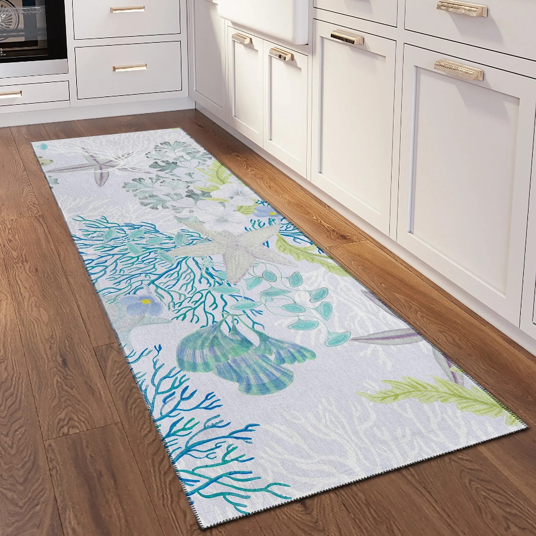Indoor/ Outdoor Surfside Coral Reef Washable Rug New