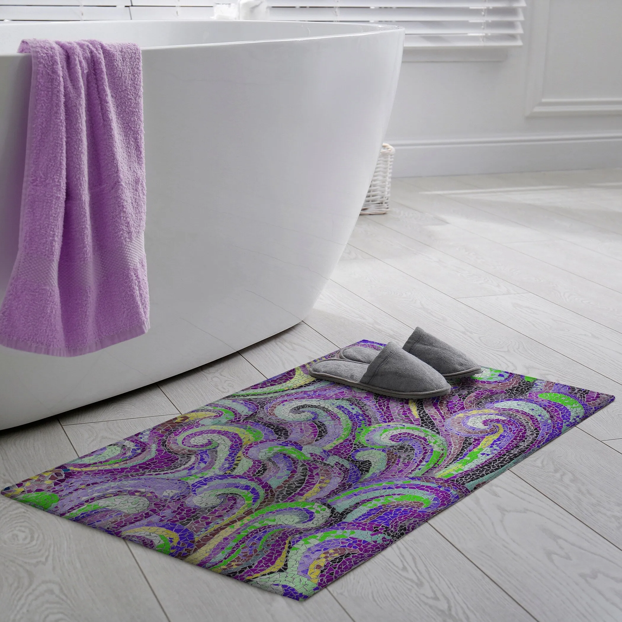 Indoor/ Outdoor Surfside Mosaic Waves Washable Rug New