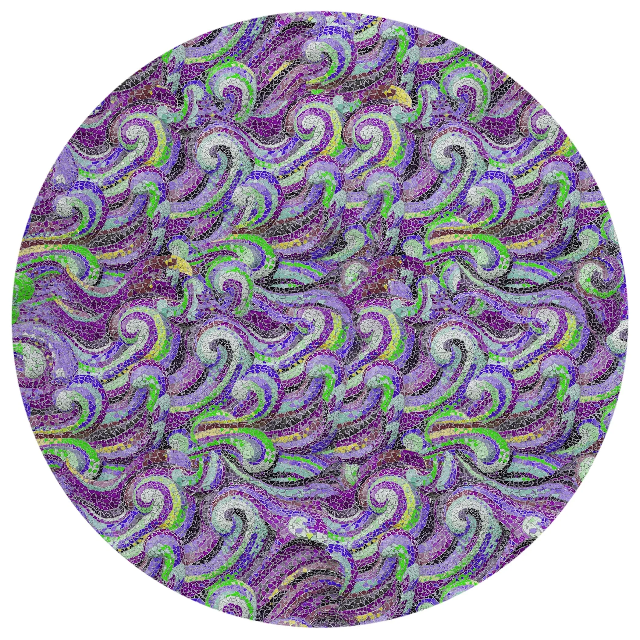 Indoor/ Outdoor Surfside Mosaic Waves Washable Rug New