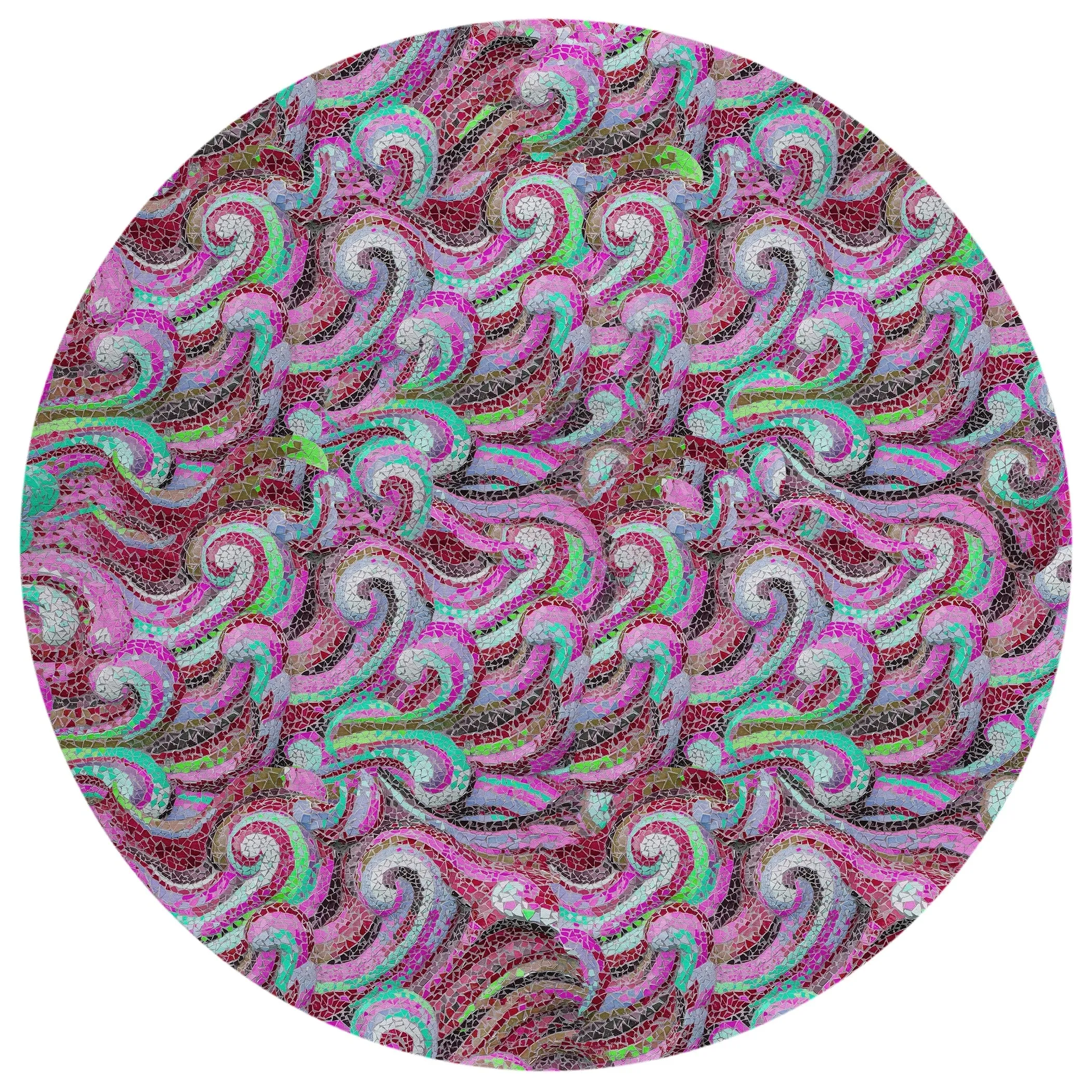 Indoor/ Outdoor Surfside Mosaic Waves Washable Rug New