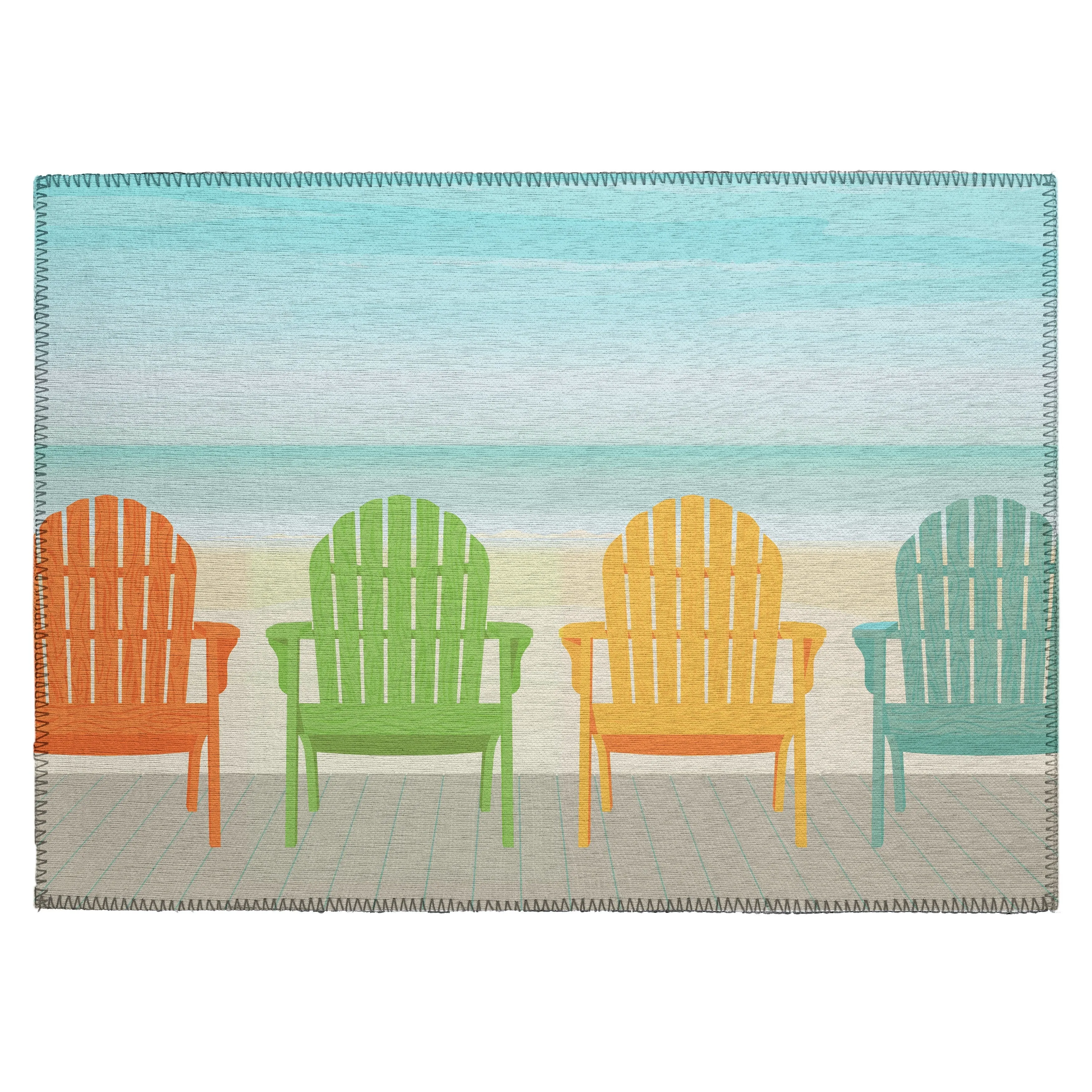 Indoor/Outdoor Harpswell Beach Chairs Washable Rug
