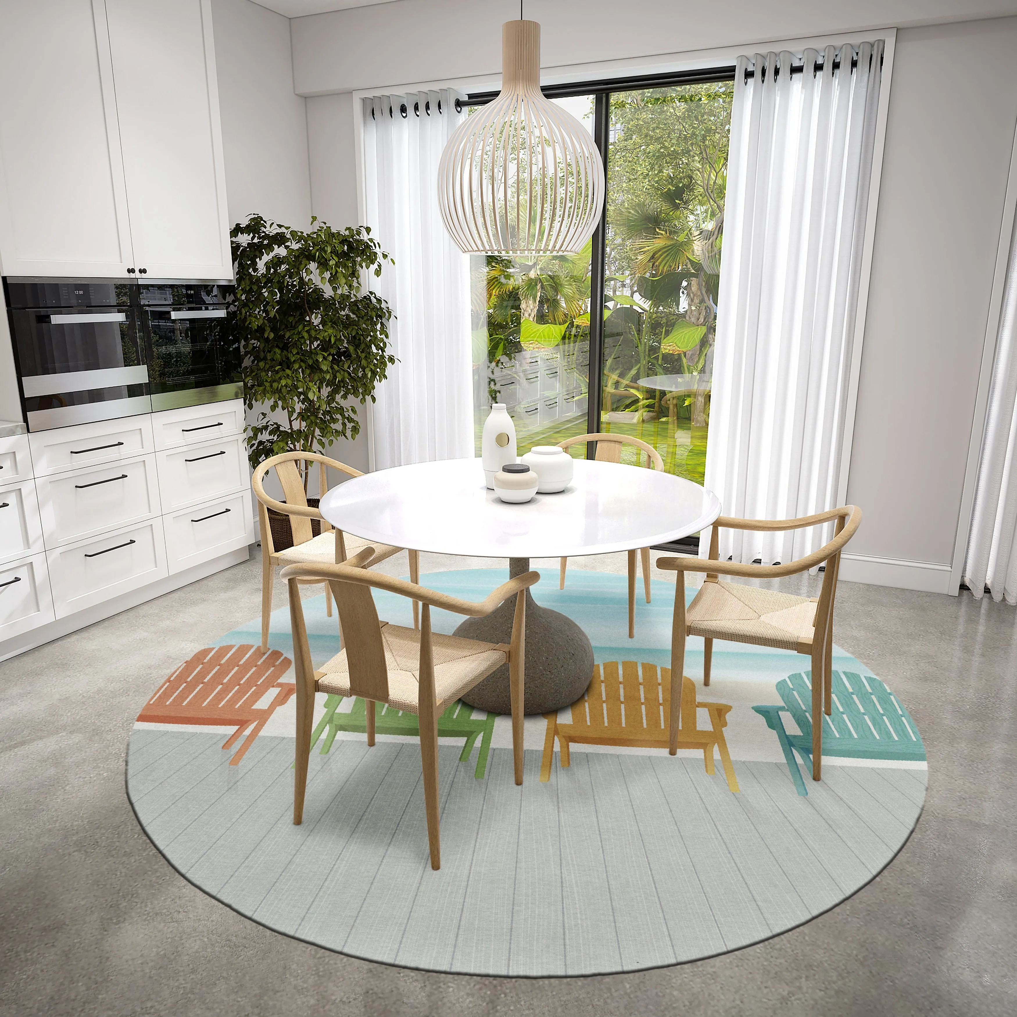 Indoor/Outdoor Harpswell Beach Chairs Washable Rug