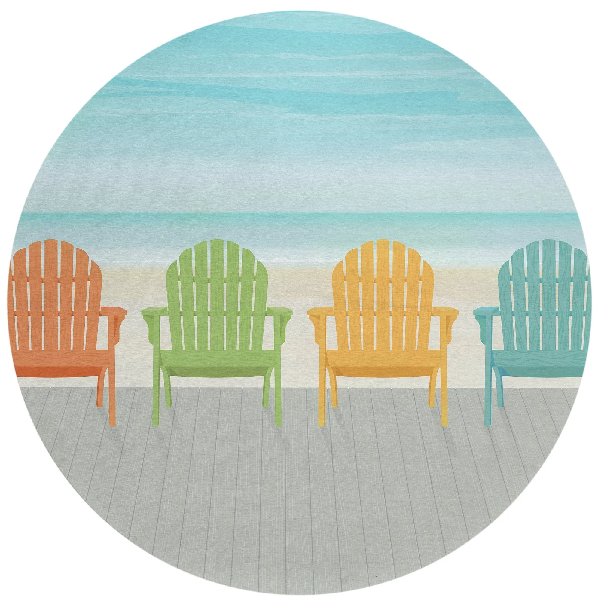 Indoor/Outdoor Harpswell Beach Chairs Washable Rug