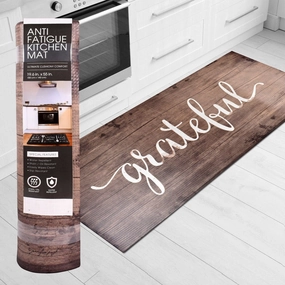 J&V Textiles Oversized Cushioned Anti fatigue Kitchen Mat (Grateful) Brown Size 20X55 - 20 X 55