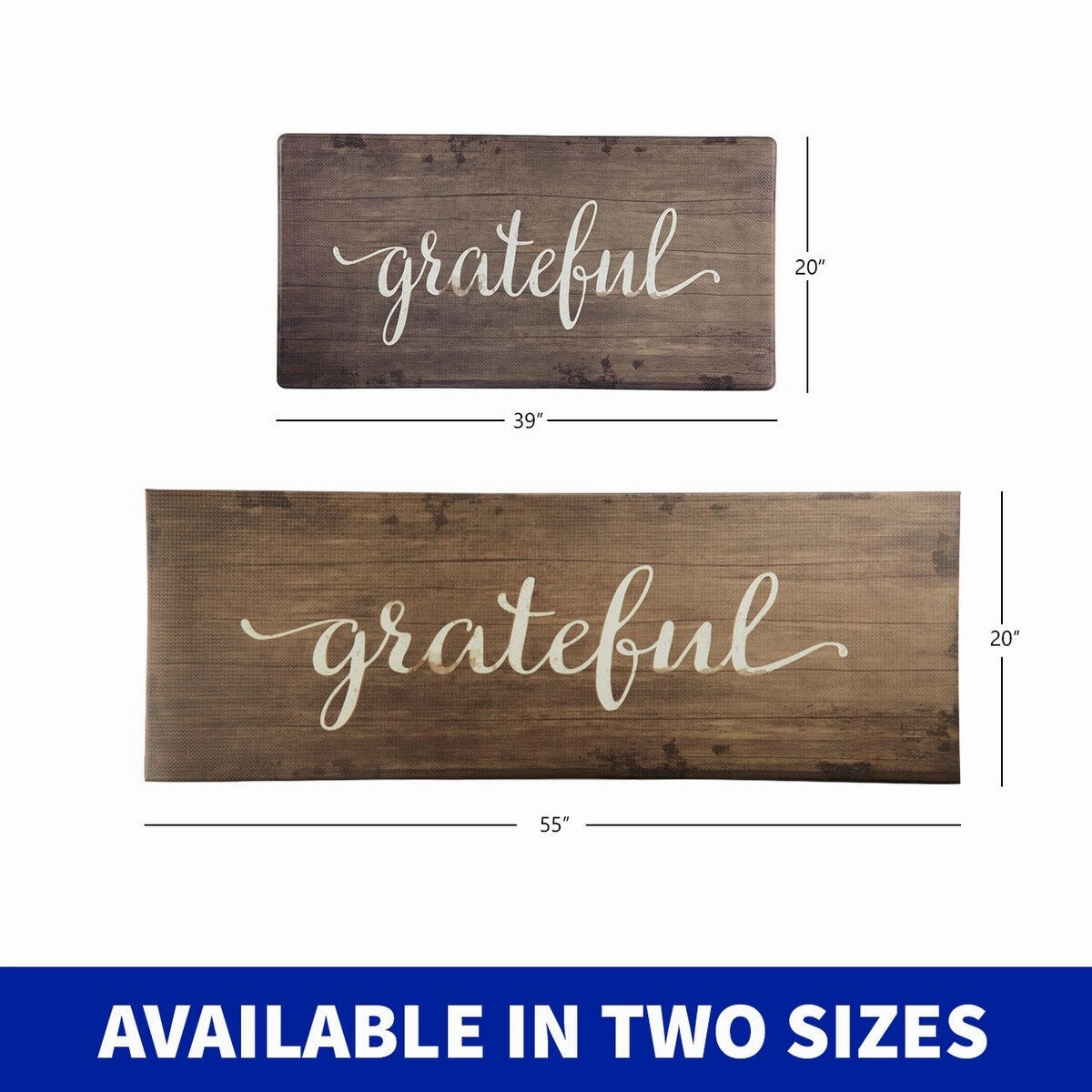 J&V Textiles Oversized Cushioned Anti fatigue Kitchen Mat (Grateful) Brown Size 20X55 - 20 X 55