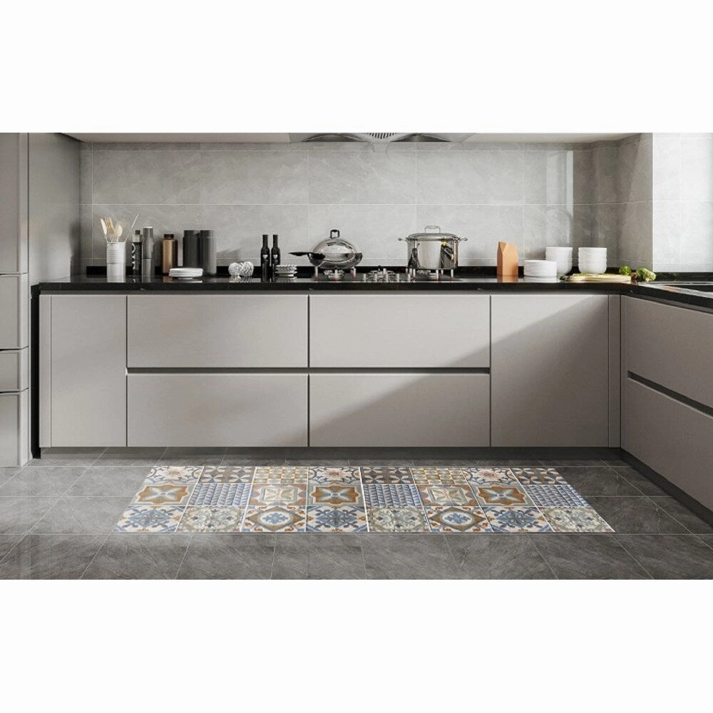 J&V Textiles Tile Anti fatigue Kitchen Runner Mat Brown Size 19.6 in.X55 in - 19.6 in. X 55 in