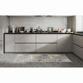 J&V Textiles Tile Anti fatigue Kitchen Runner Mat Brown Size 19.6 in.X55 in - 19.6 in. X 55 in