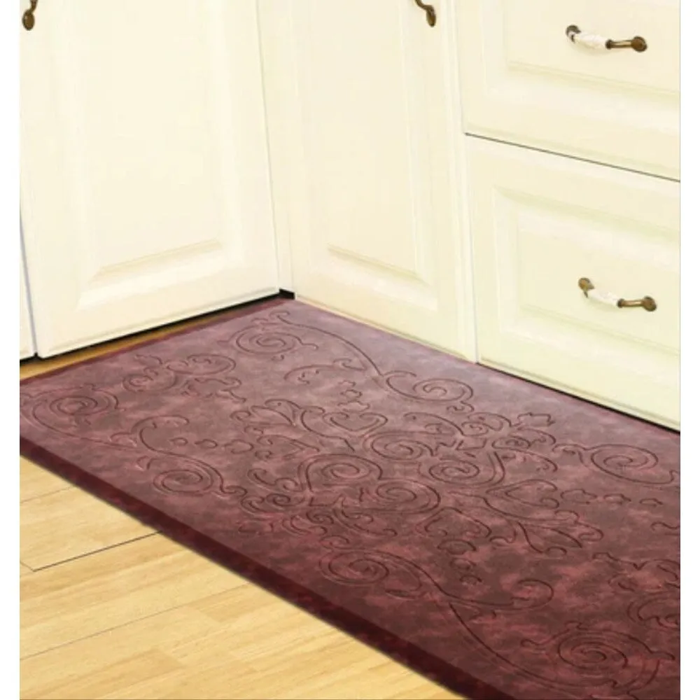 J&V Textiles Medallion Anti fatigue Embossed Mat (Multiple Sizes & Colors) Red Size 20X39 - 20 X 39