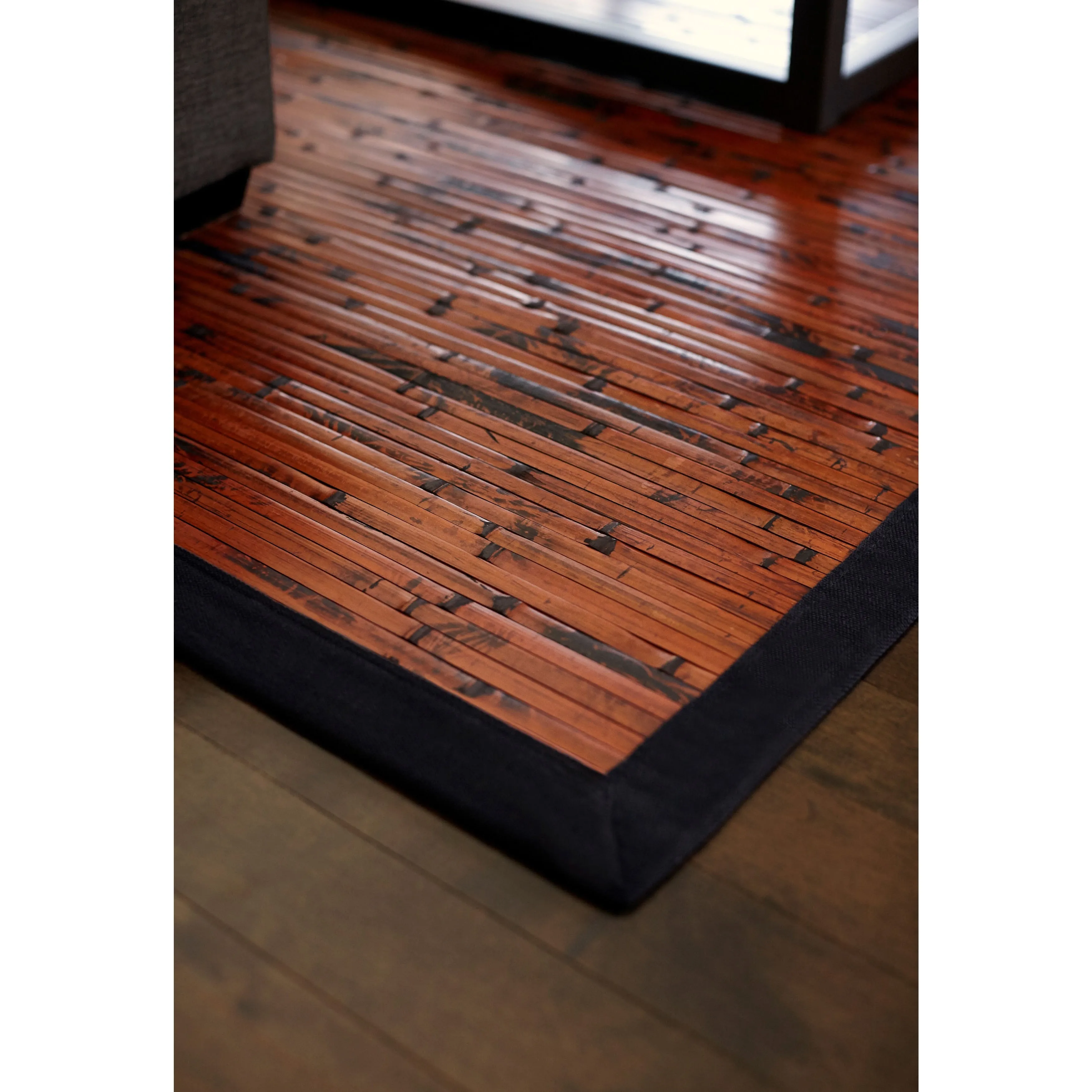 Jani Apyan Mahogany Bamboo Rug with Black Border