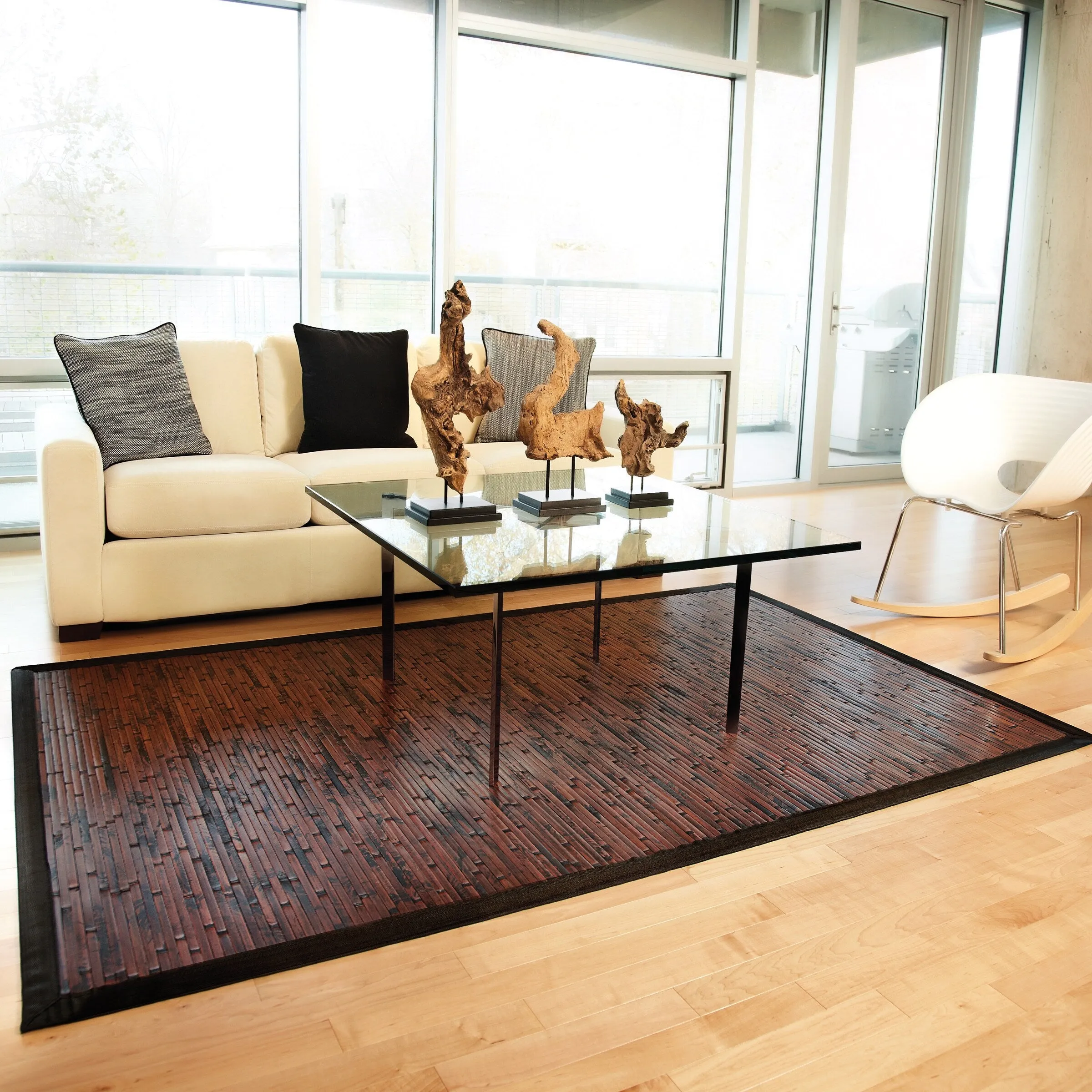 Jani Apyan Mahogany Bamboo Rug with Black Border