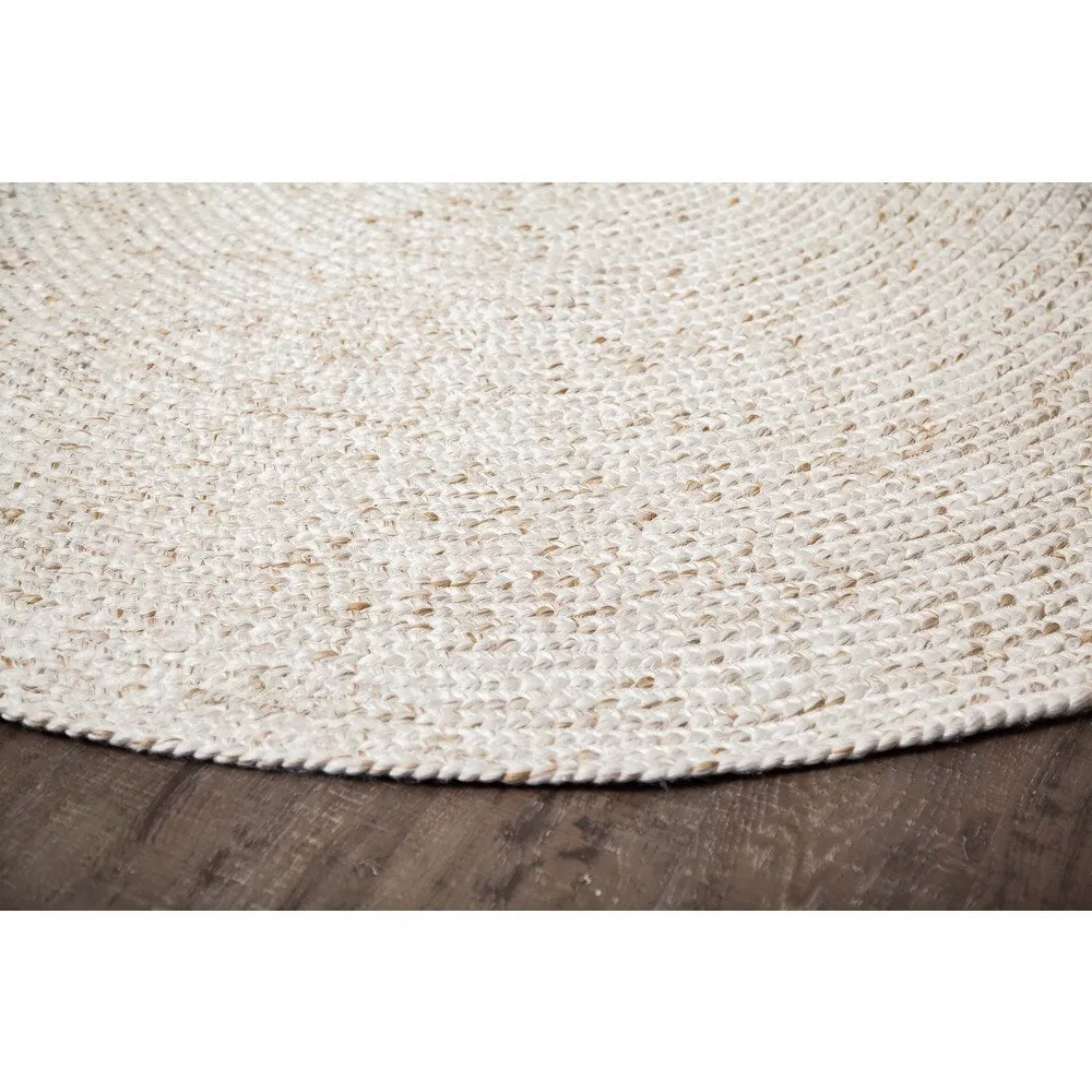 Jani Huma Ivory Upcycled Fiber and Cotton Round Rug