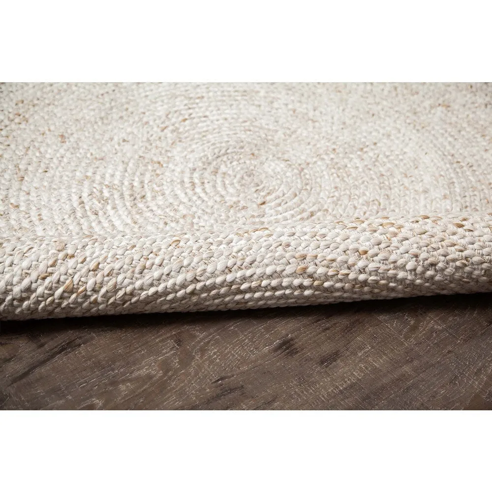 Jani Huma Ivory Upcycled Fiber and Cotton Round Rug