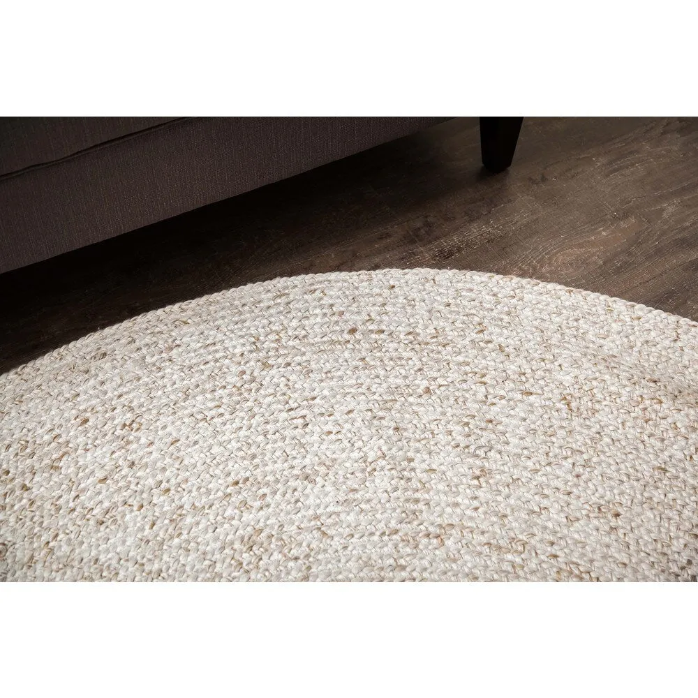 Jani Huma Ivory Upcycled Fiber and Cotton Round Rug