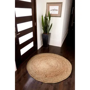 Jani Tara Braided Natural Jute Area Rug - Kerala Round Rug. 4-Feet. Durable. Superior Quality