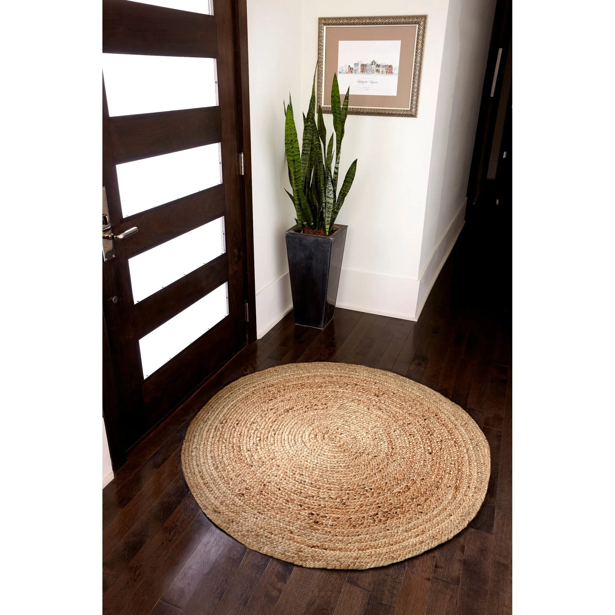 Jani Tara Braided Natural Jute Area Rug - Kerala Round Rug. 4-Feet. Durable. Superior Quality