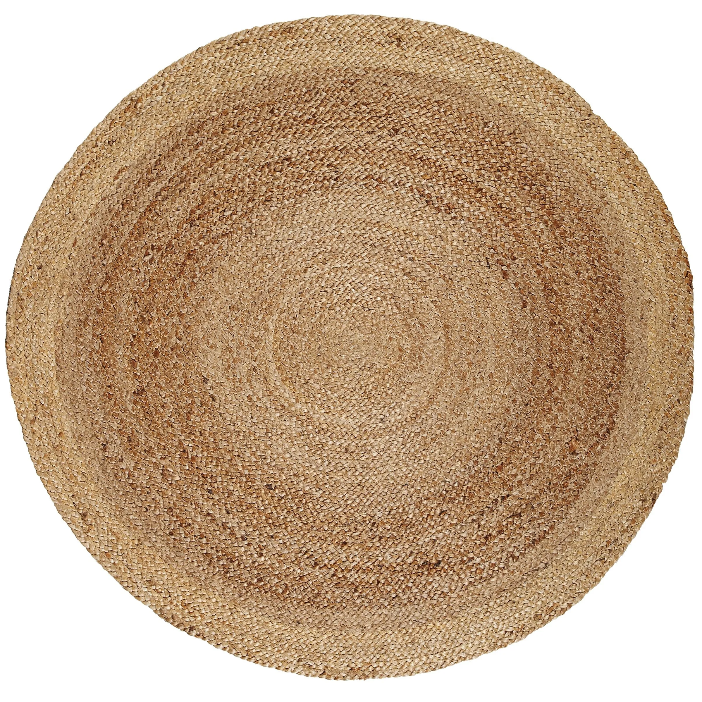Jani Tara Braided Natural Jute Area Rug - Kerala Round Rug. 4-Feet. Durable. Superior Quality
