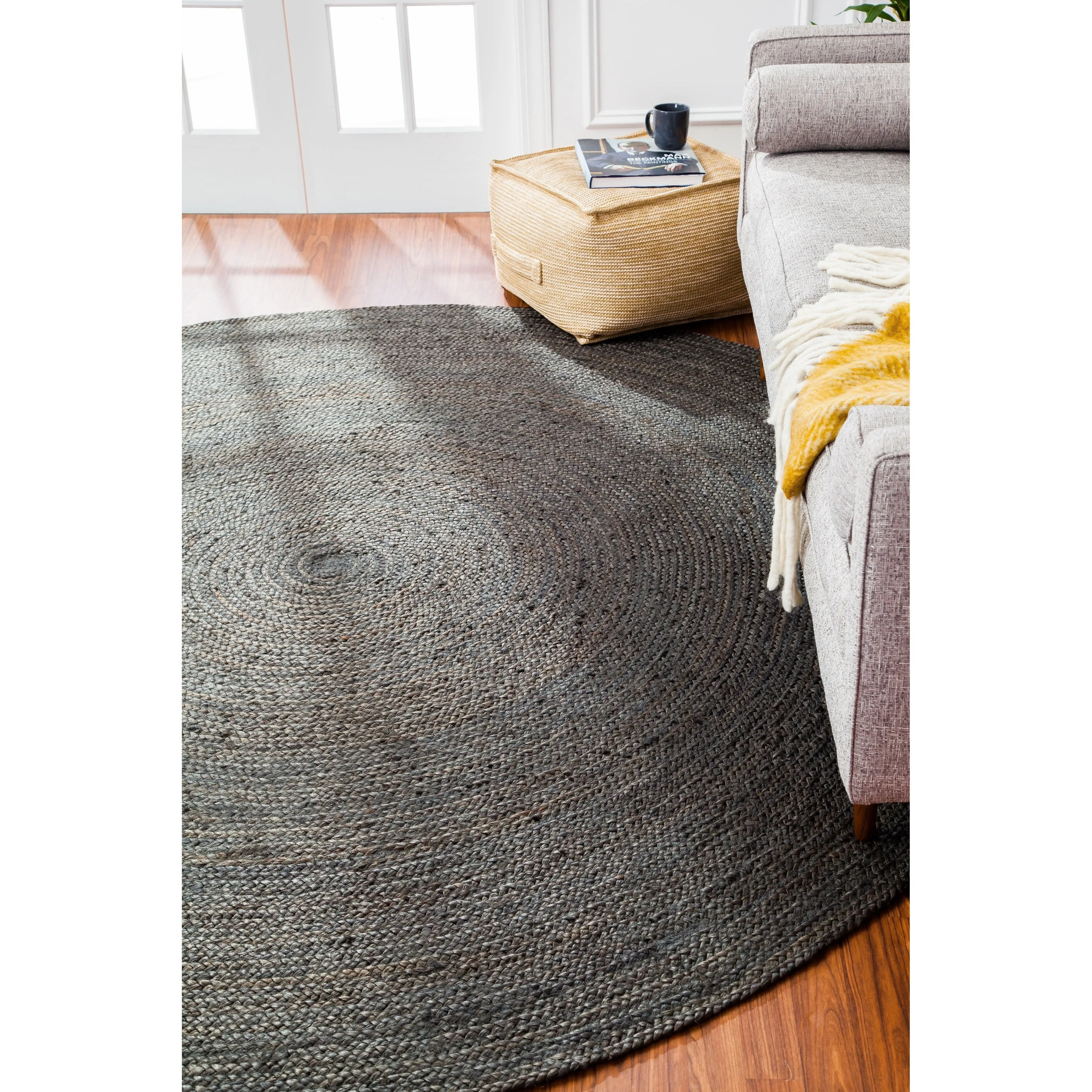 Jani Tara Braided Natural Jute Area Rug - Kerala Round Rug. 4-Feet. Durable. Superior Quality