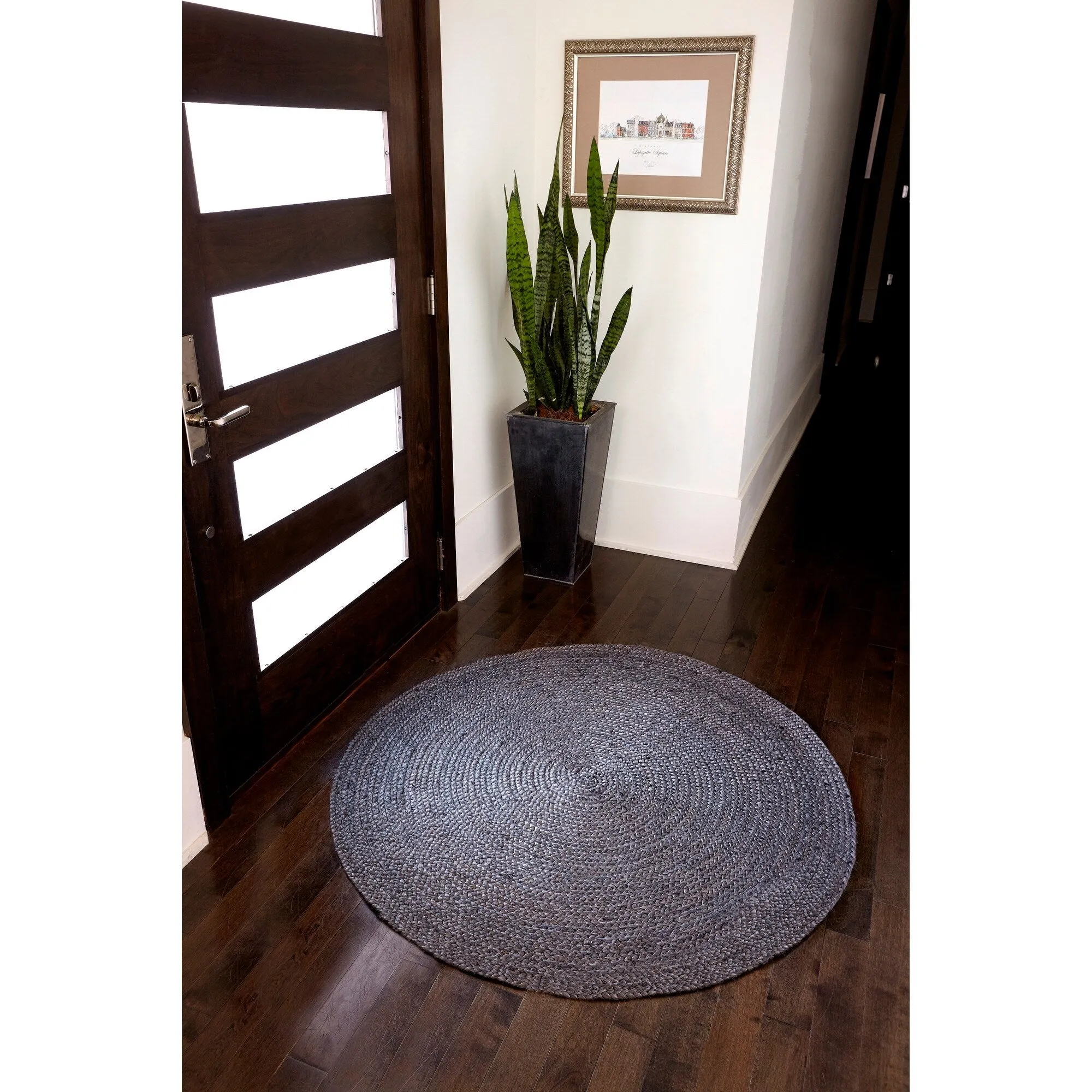 Jani Tara Braided Natural Jute Area Rug - Kerala Round Rug. 4-Feet. Durable. Superior Quality