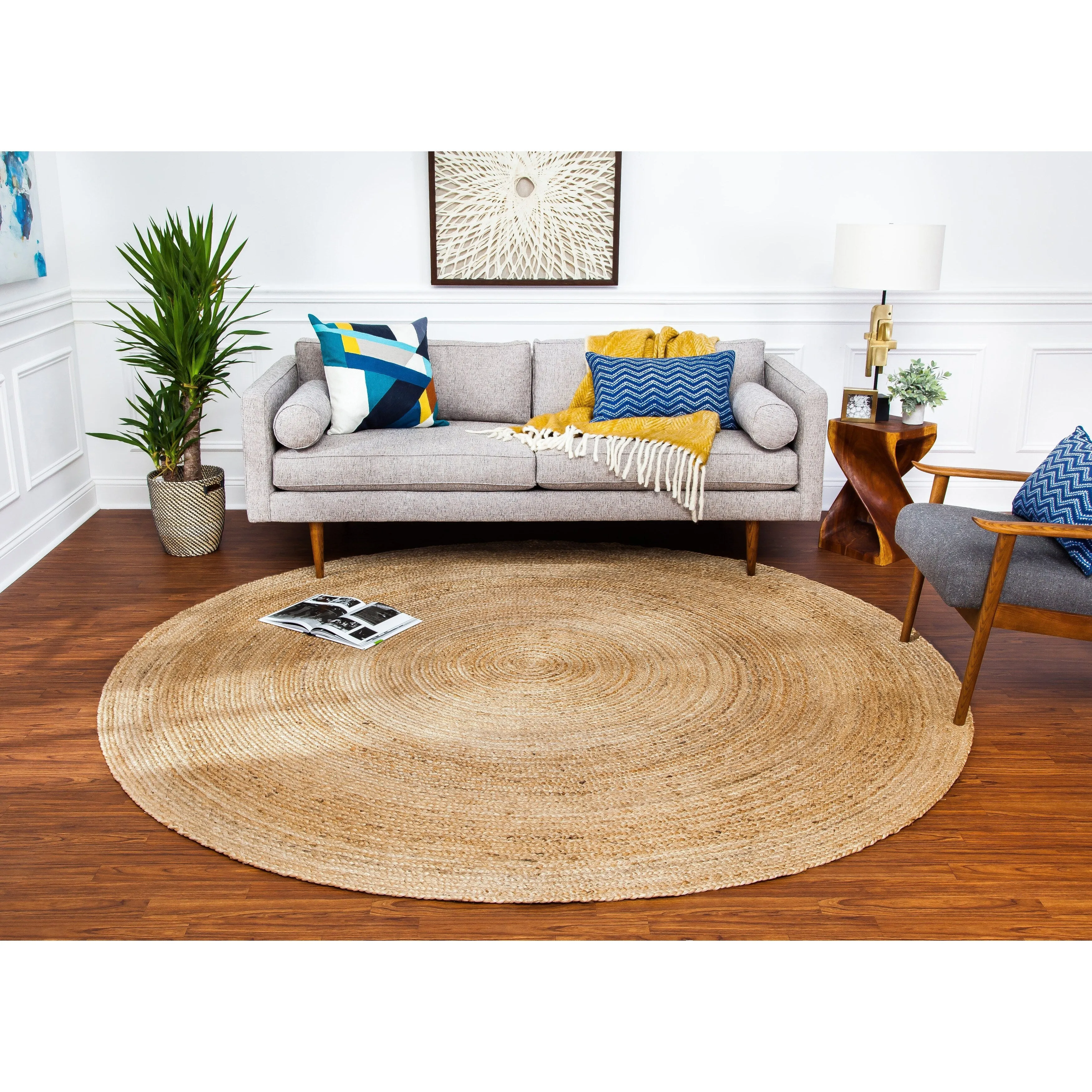 Jani Tara Braided Natural Jute Area Rug - Kerala Round Rug. 4-Feet. Durable. Superior Quality